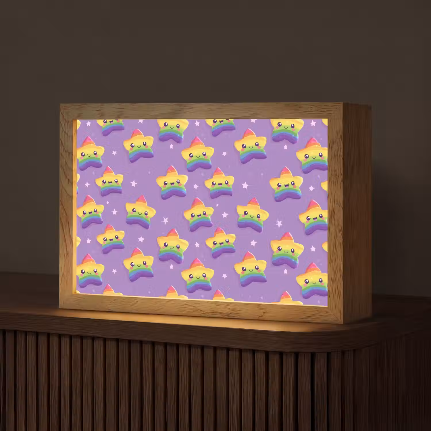 Sterren - Regenboog - Paars Light Box met kabel (Tafellamp) klein 924 -z3d_website