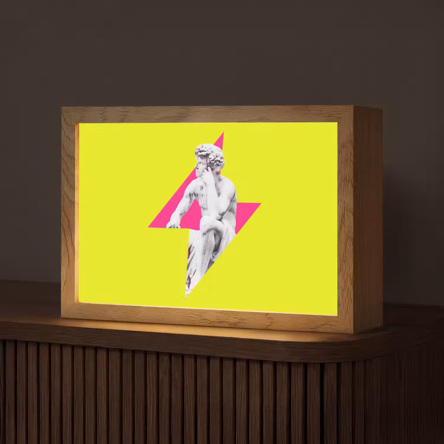Beeld - Man - Bliksemschicht - Geel Light Box met kabel (Tafellamp) klein -z3d_website