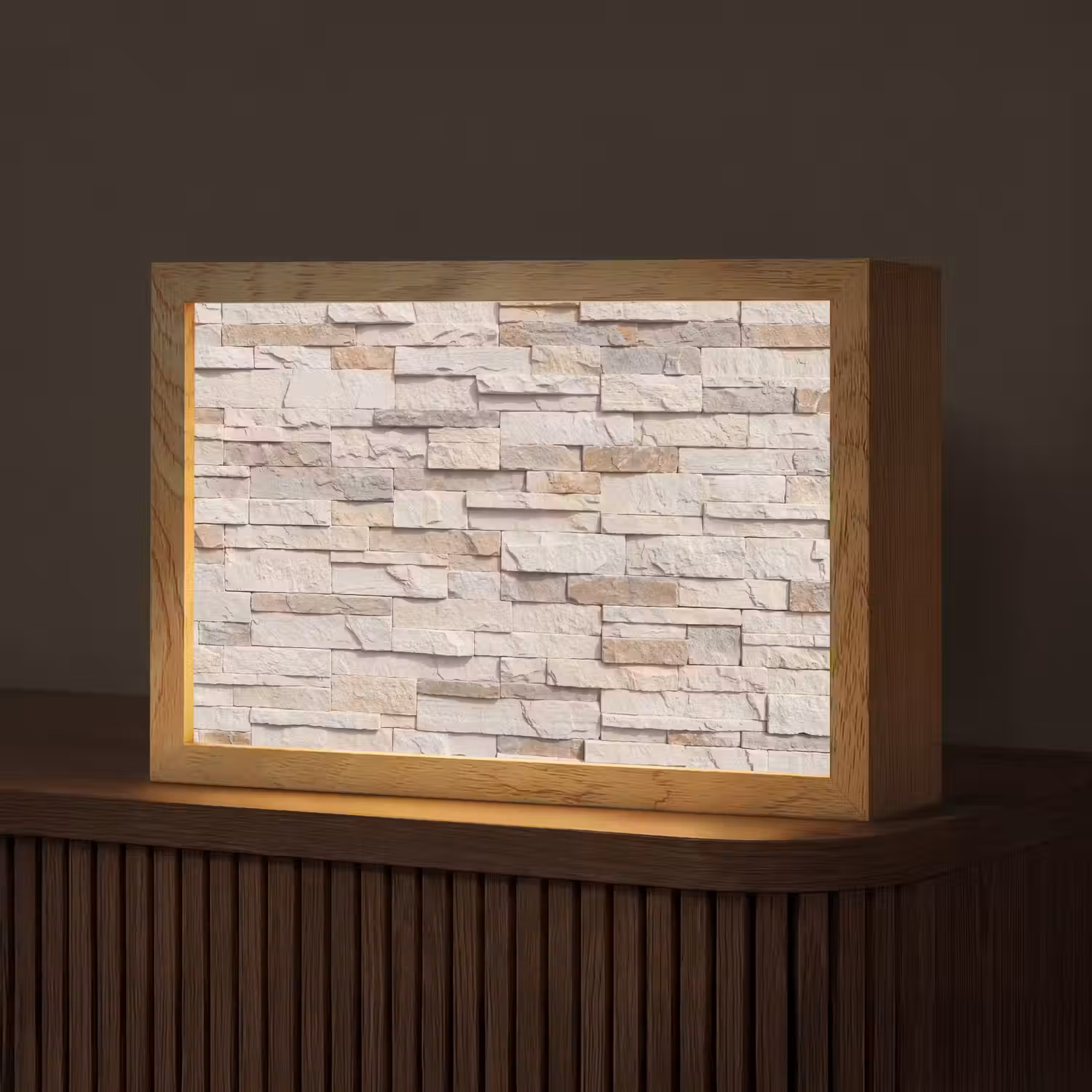 Steen - Muur - Textuur - Rustiek - Beige Light Box met kabel (Tafellamp) klein -z3d_website