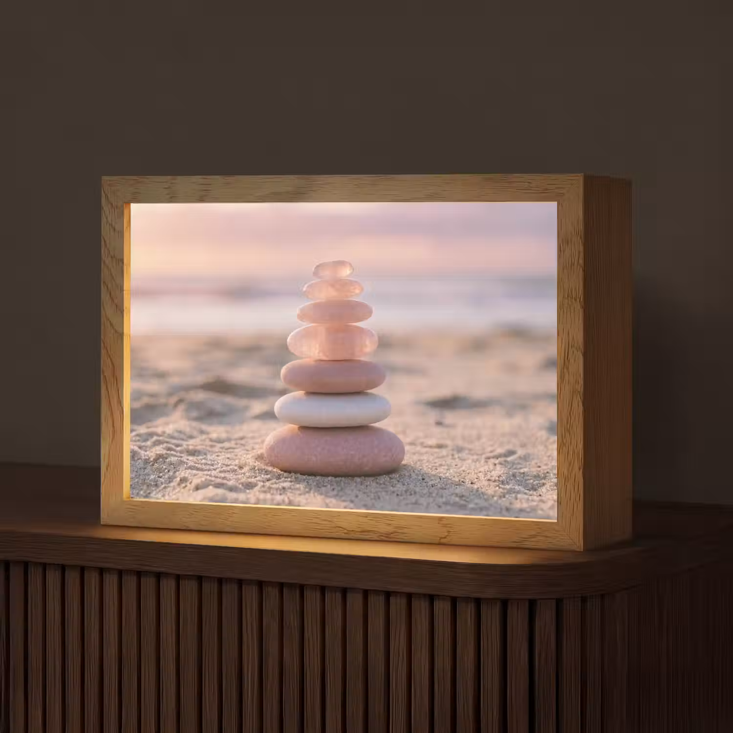 Stenen - Zand - Roze Light Box met kabel (Tafellamp) klein -z3d_website