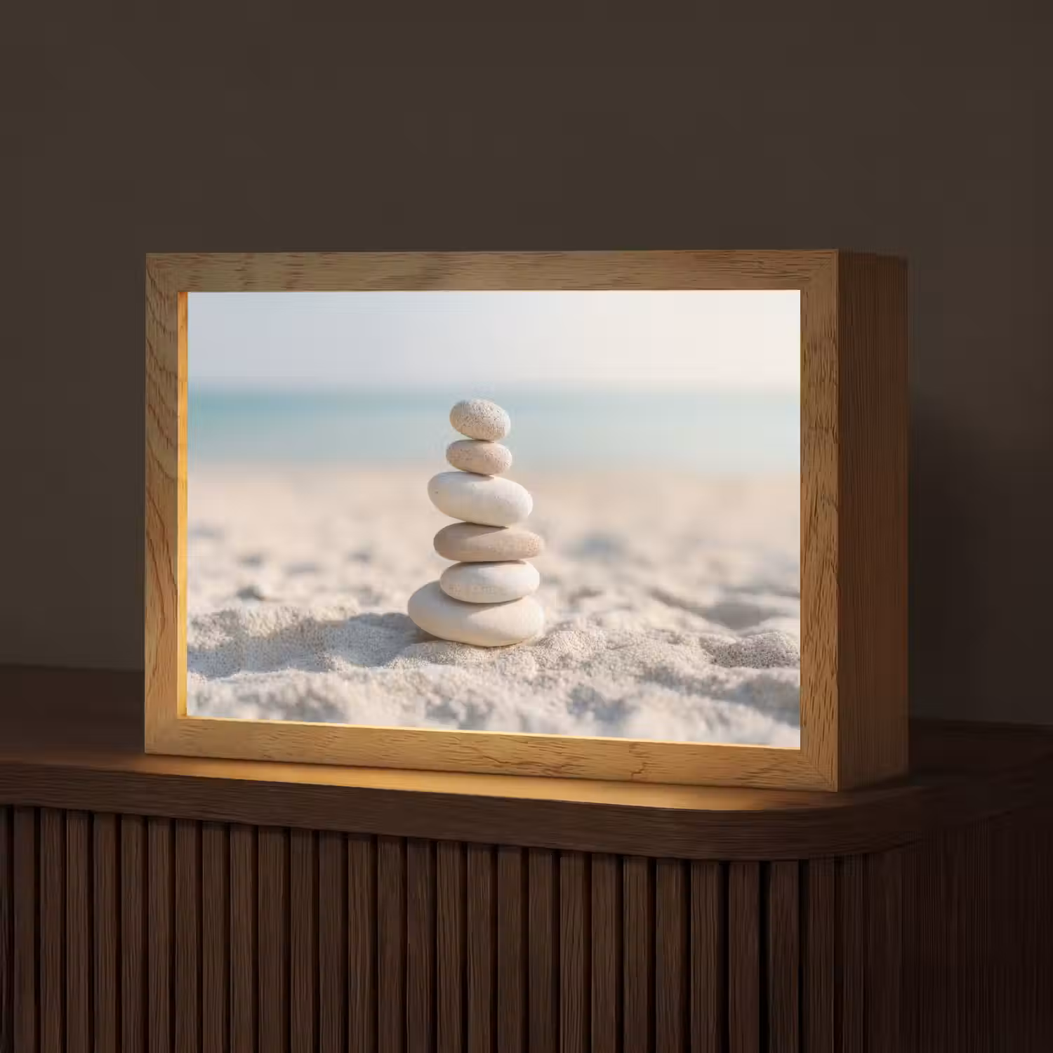 Stenen - Stapel - Zand - Zee Light Box met kabel (Tafellamp) klein -z3d_website