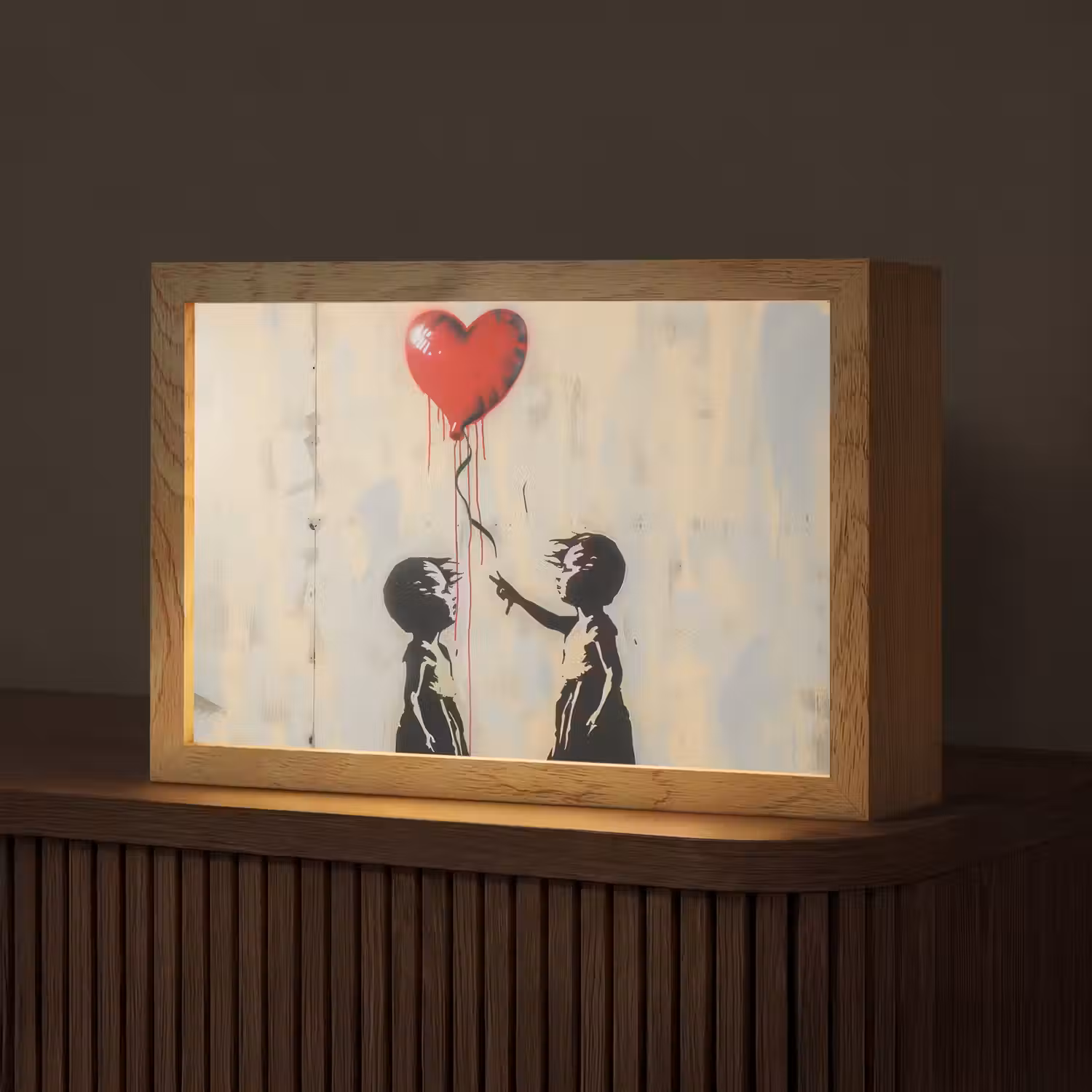 Street art - Banksy - Ballon - Graffiti - Hart Light Box met kabel (Tafellamp) klein -z3d_website