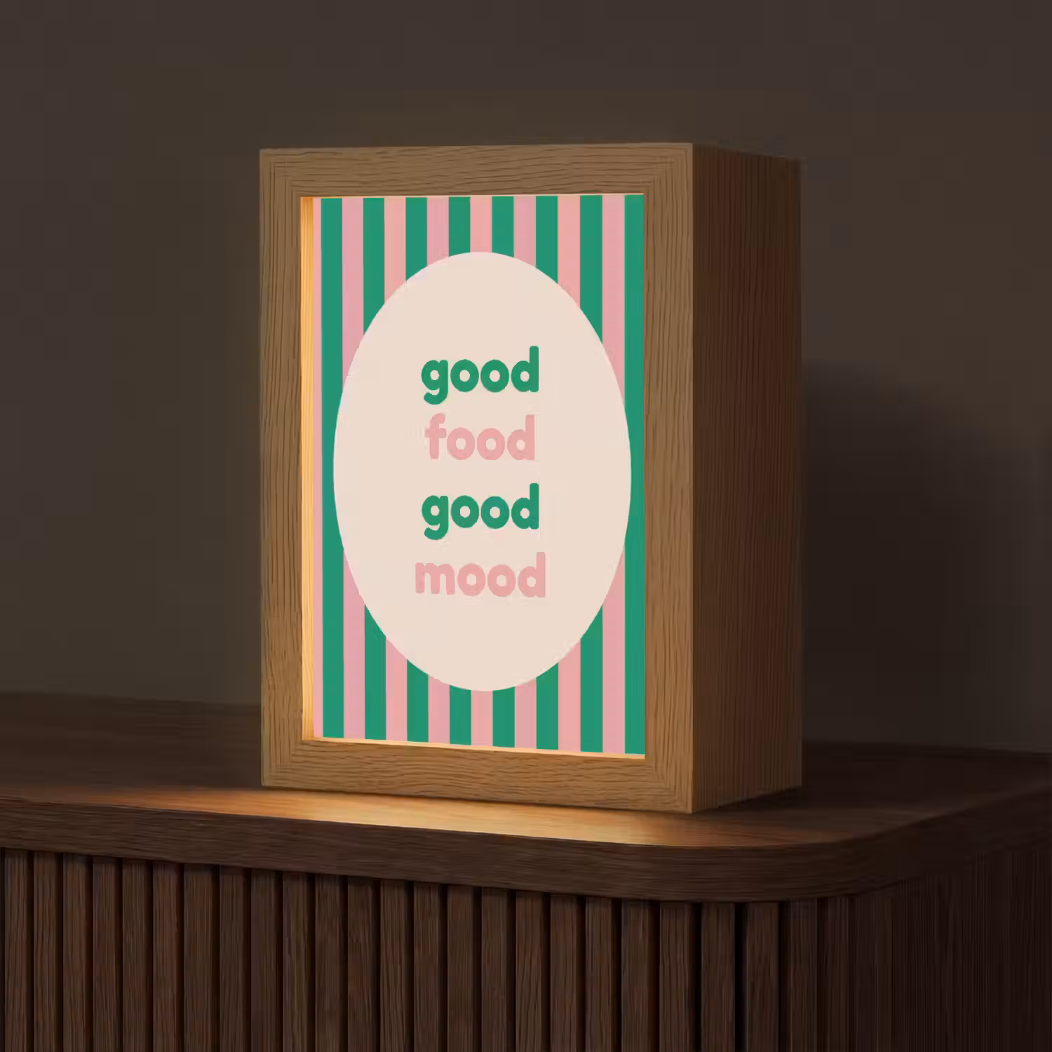 Gestreept - Quote - Ovaal - Roze Light Box met kabel (Tafellamp) klein -z3d_website