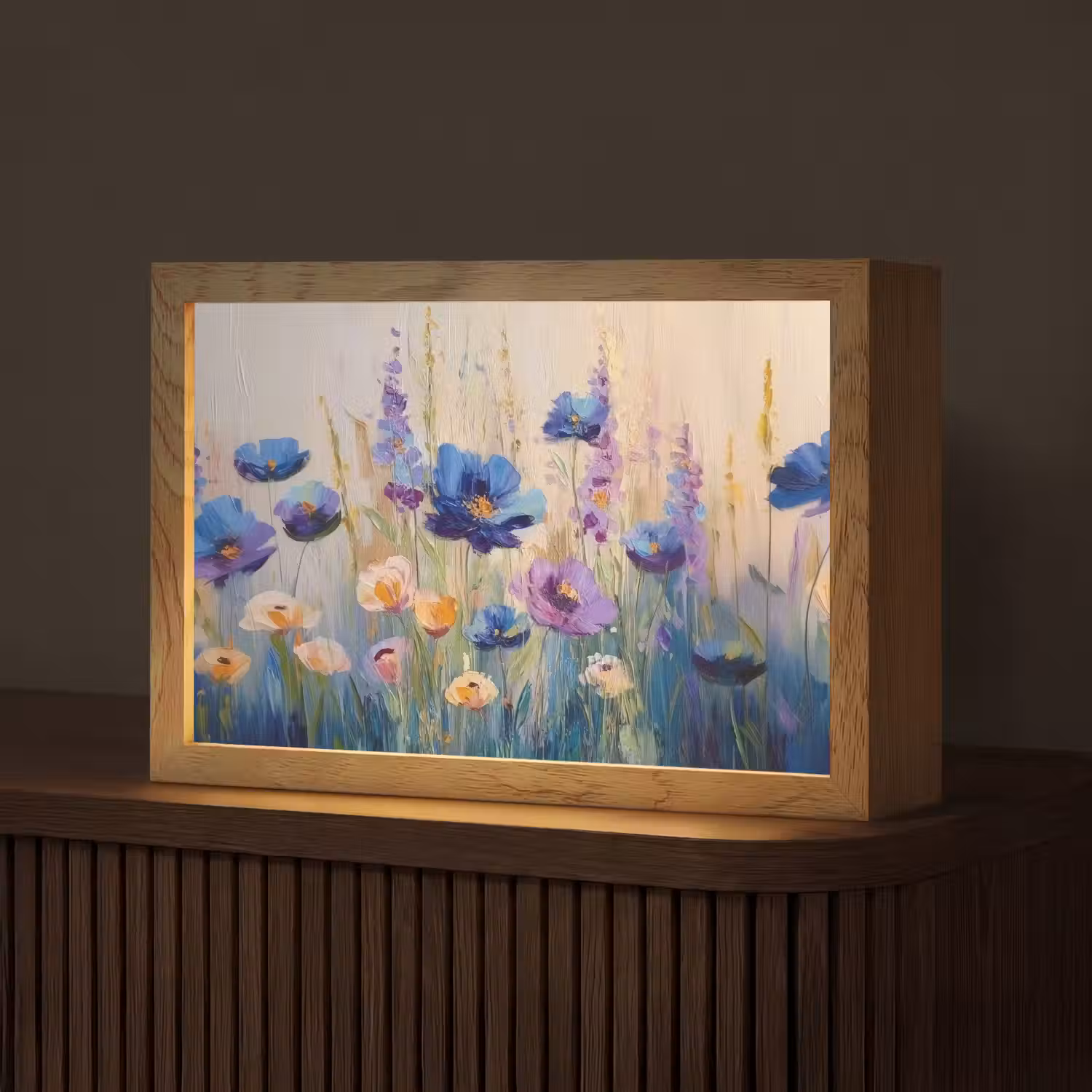 Zomers - Wilde bloemen - Penseelstreken Light Box met kabel (Tafellamp) klein -z3d_website