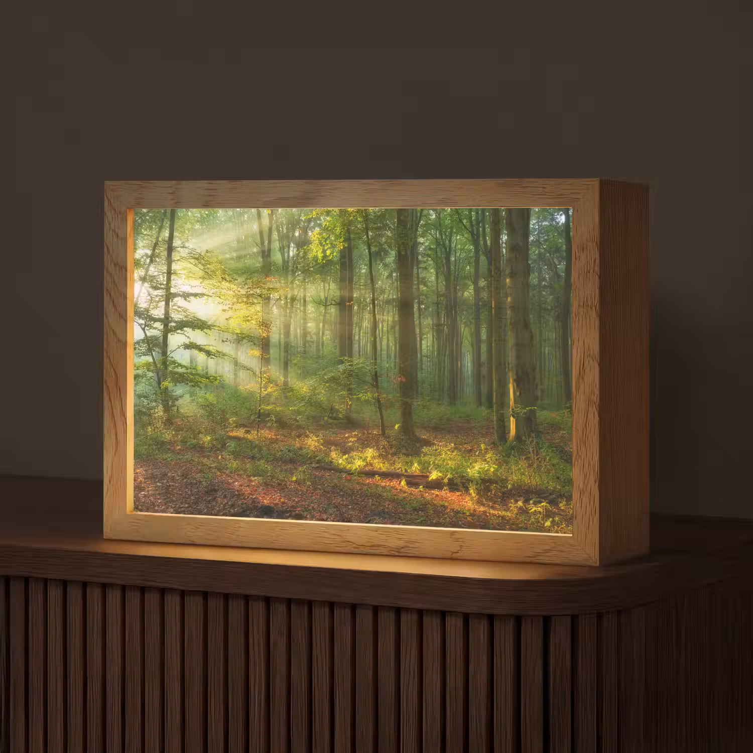 Zon - Bos - Bomen - Natuur - Herfst Light Box met kabel (Tafellamp) klein -z3d_website