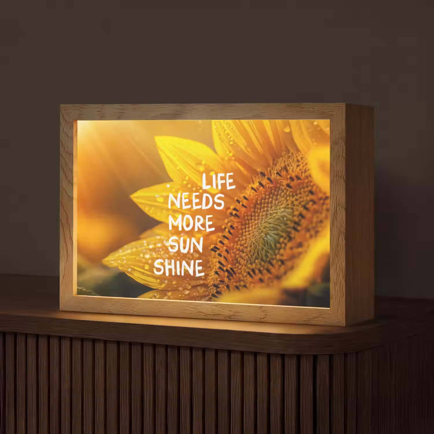 Zonnebloem - Close up - Geel - Quote Light Box met kabel (Tafellamp) klein -z3d_website