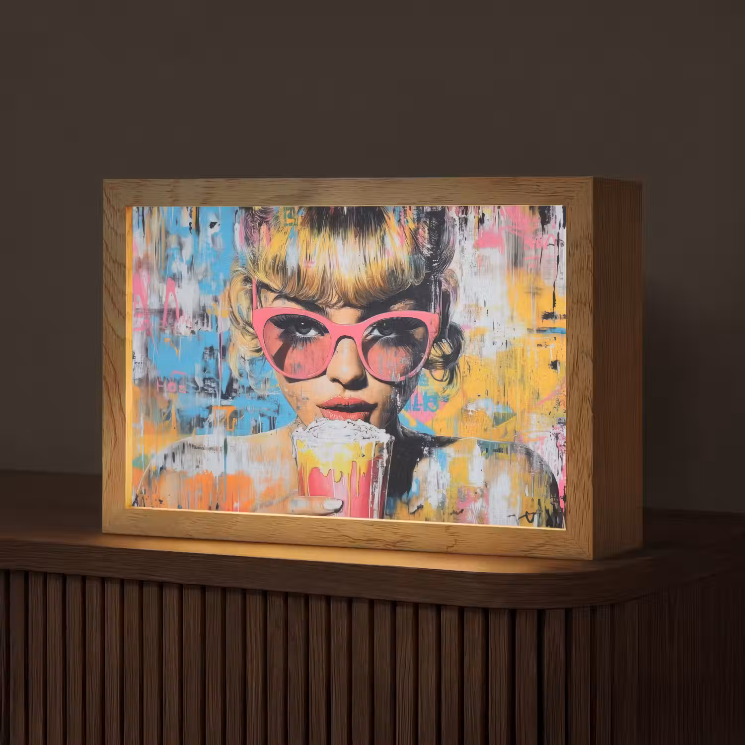 Zonnebril - Vrouw - Kleurrijk - Verfspetters Light Box met kabel (Tafellamp) klein -z3d_website