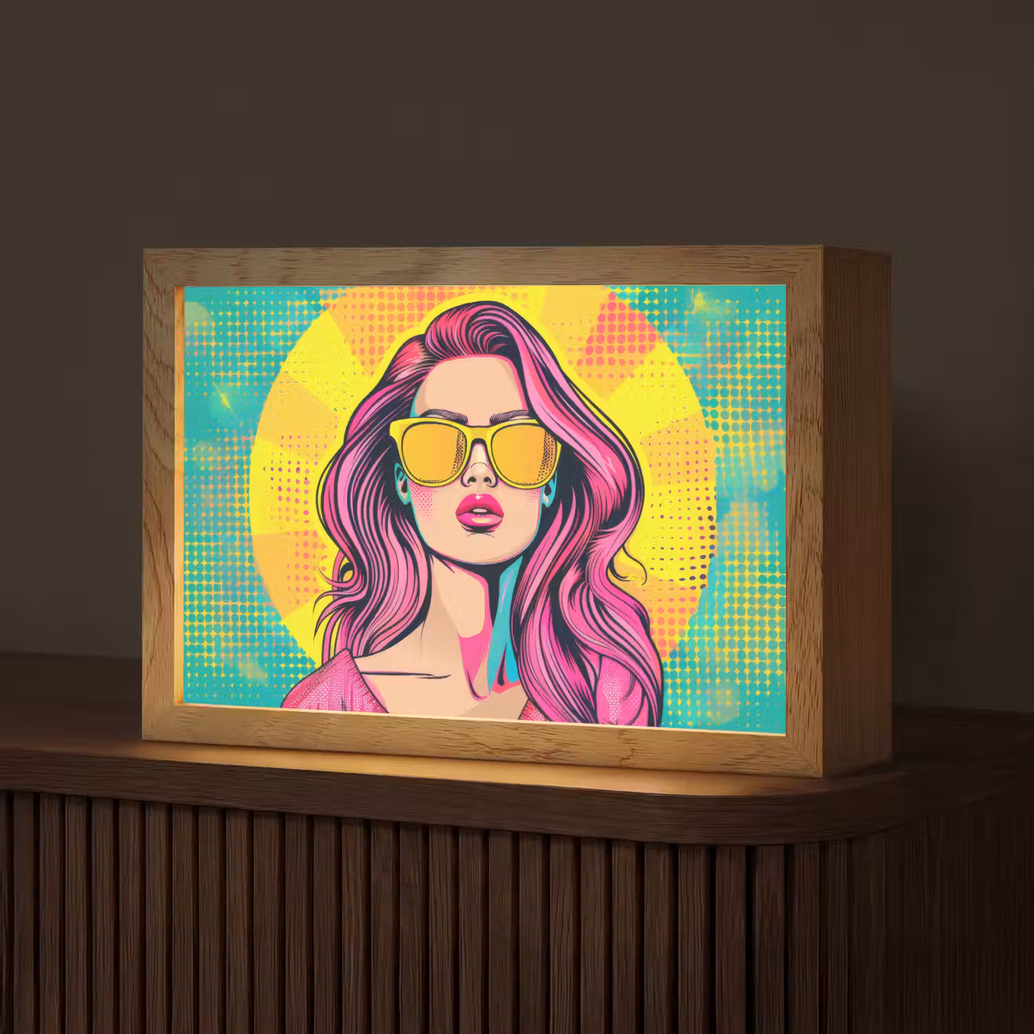Zonnebril - Vrouw - Zonnig - Geel Light Box met kabel (Tafellamp) klein -z3d_website