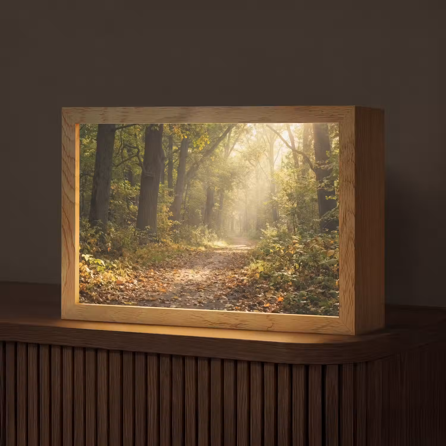 Zonlicht - Bospad - Bomen Light Box met kabel (Tafellamp) klein -z3d_website