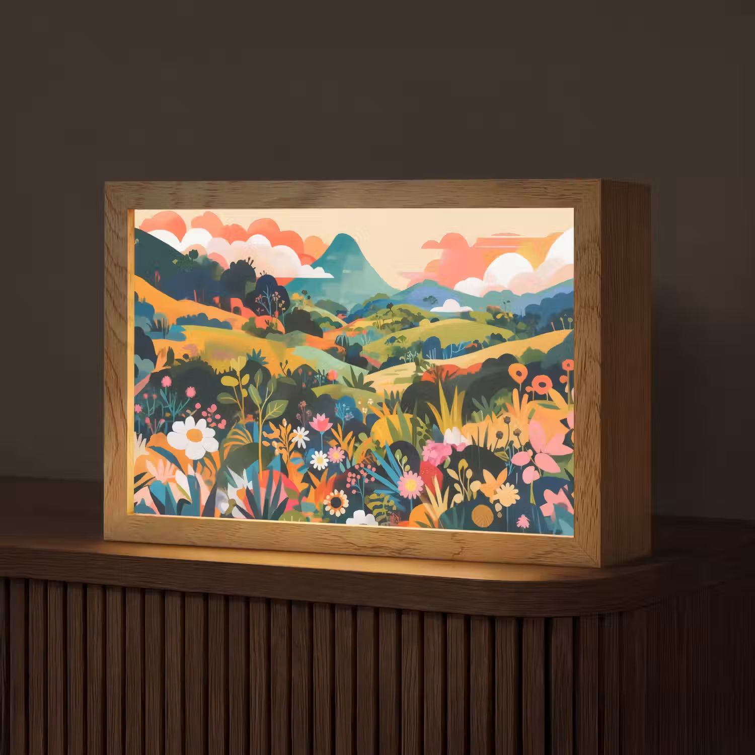 Zonlicht - Heuvels - Wolkenlucht Light Box met kabel (Tafellamp) klein -z3d_website