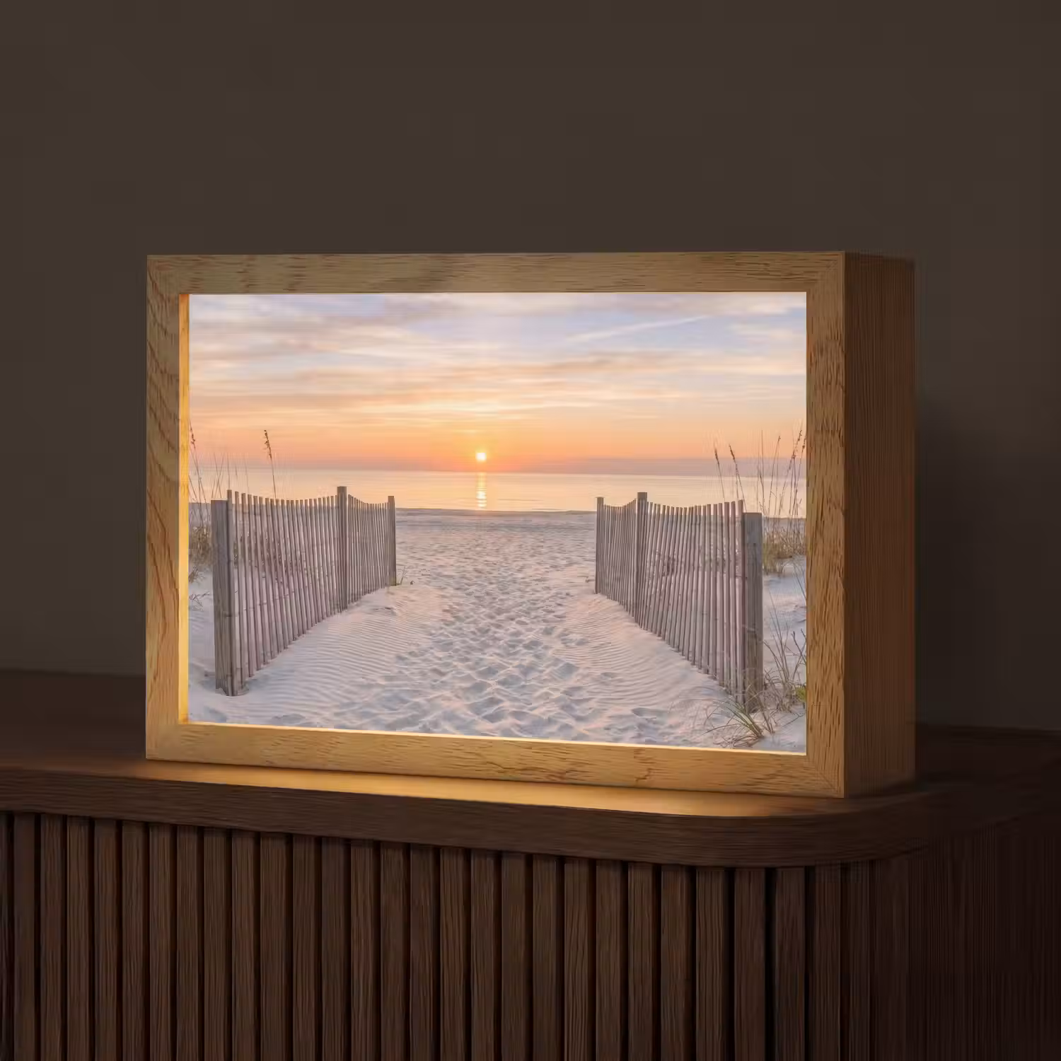 Zonsondergang - Strand - Zand Light Box met kabel (Tafellamp) klein -z3d_website