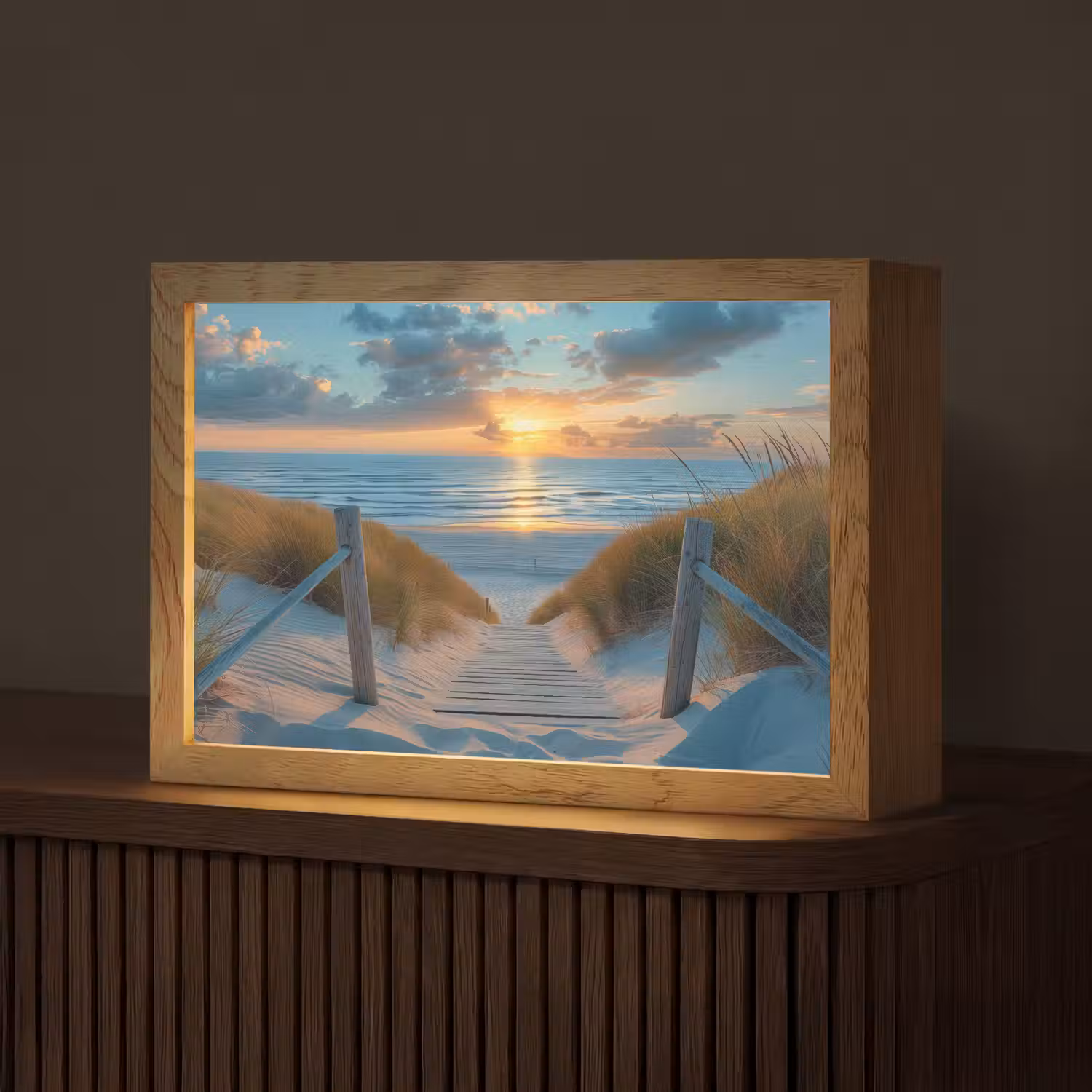 Zonsondergang - Strand - Zomer - Landschap Light Box met kabel (Tafellamp) klein -z3d_website