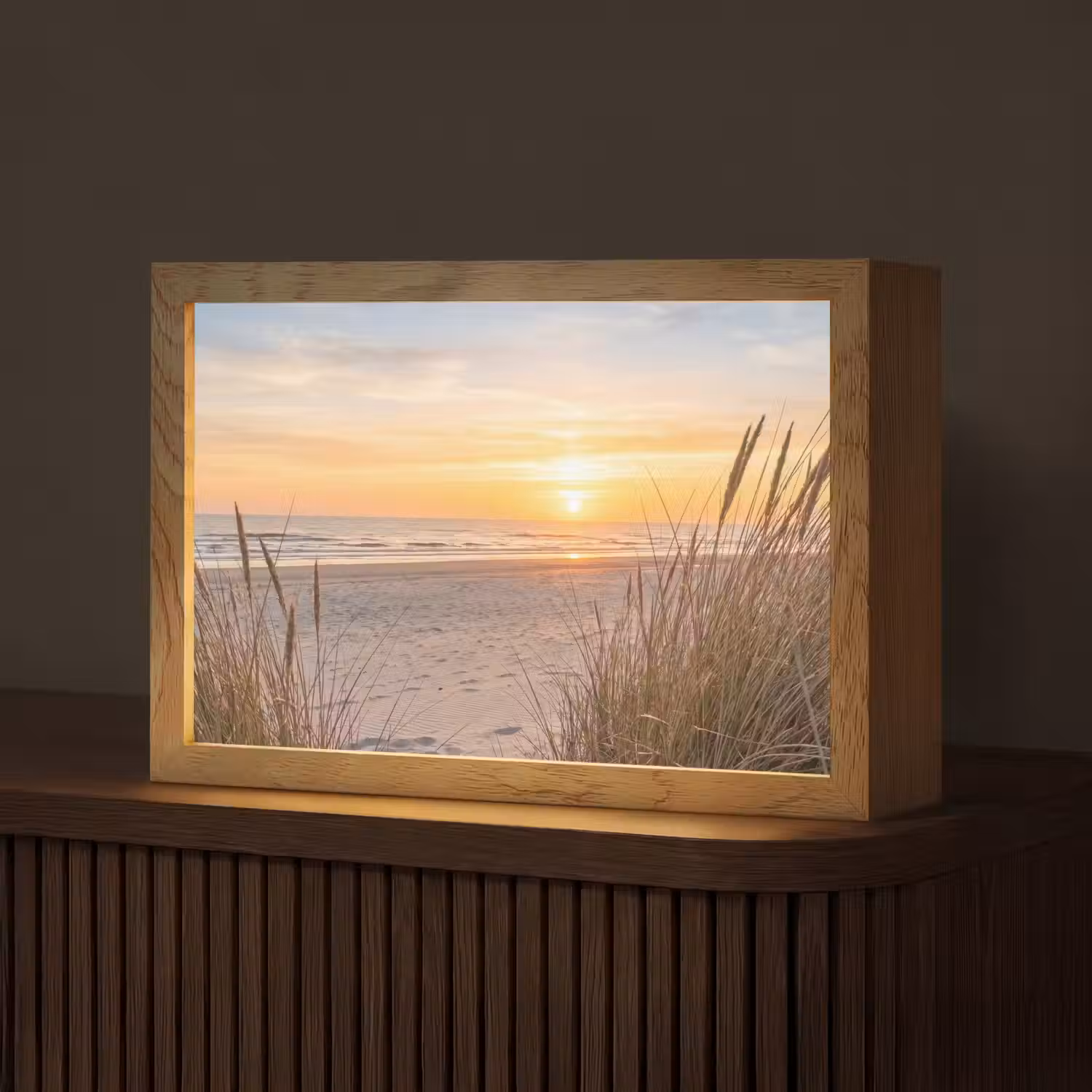 Zonsondergang - Duinen - Zee Light Box met kabel (Tafellamp) klein -z3d_website