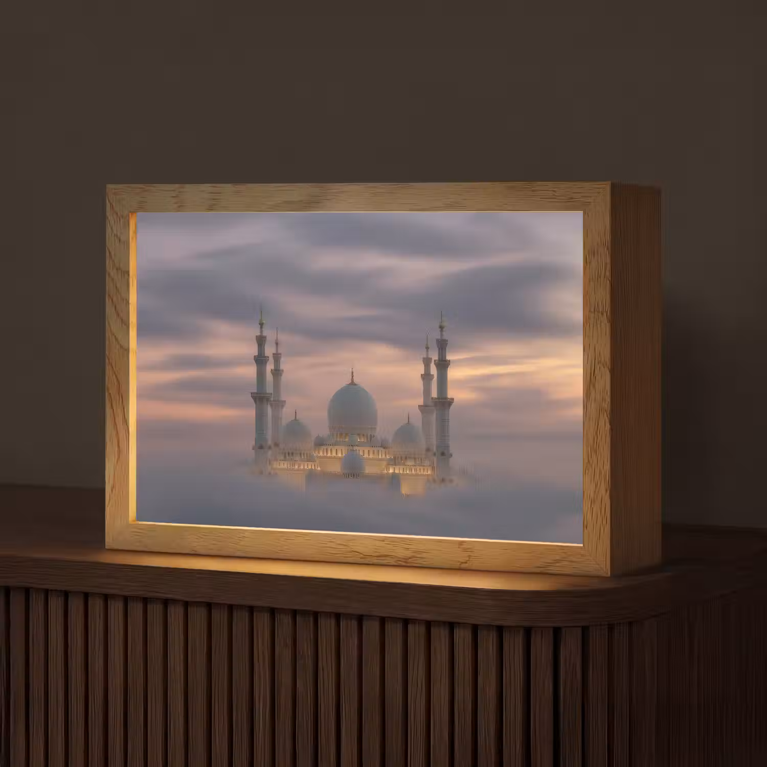 Zonsondergang - Moskee - Wolken - Islamitisch Light Box met kabel (Tafellamp) klein -z3d_website