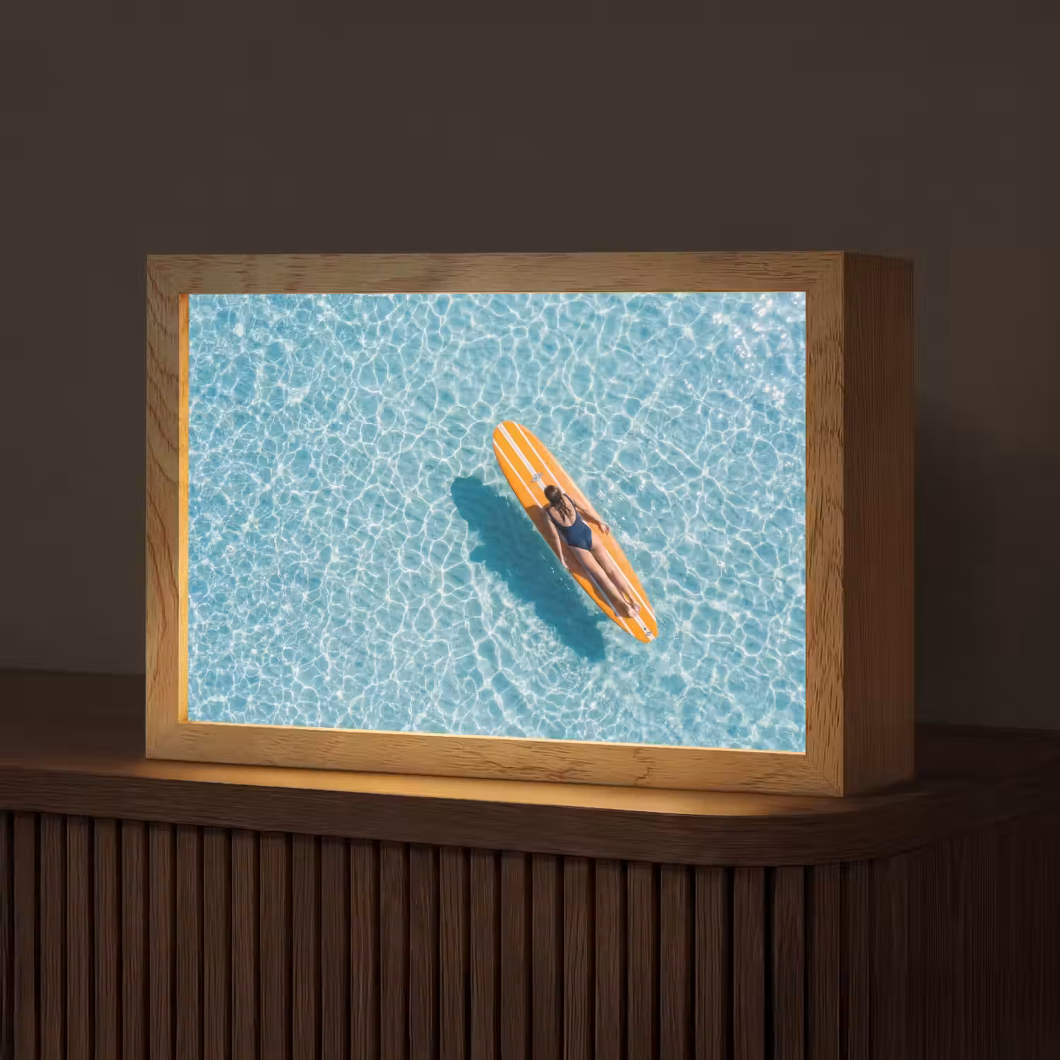 Surfboard - Water - Badpak - Oranje Light Box met kabel (Tafellamp) klein -z3d_website