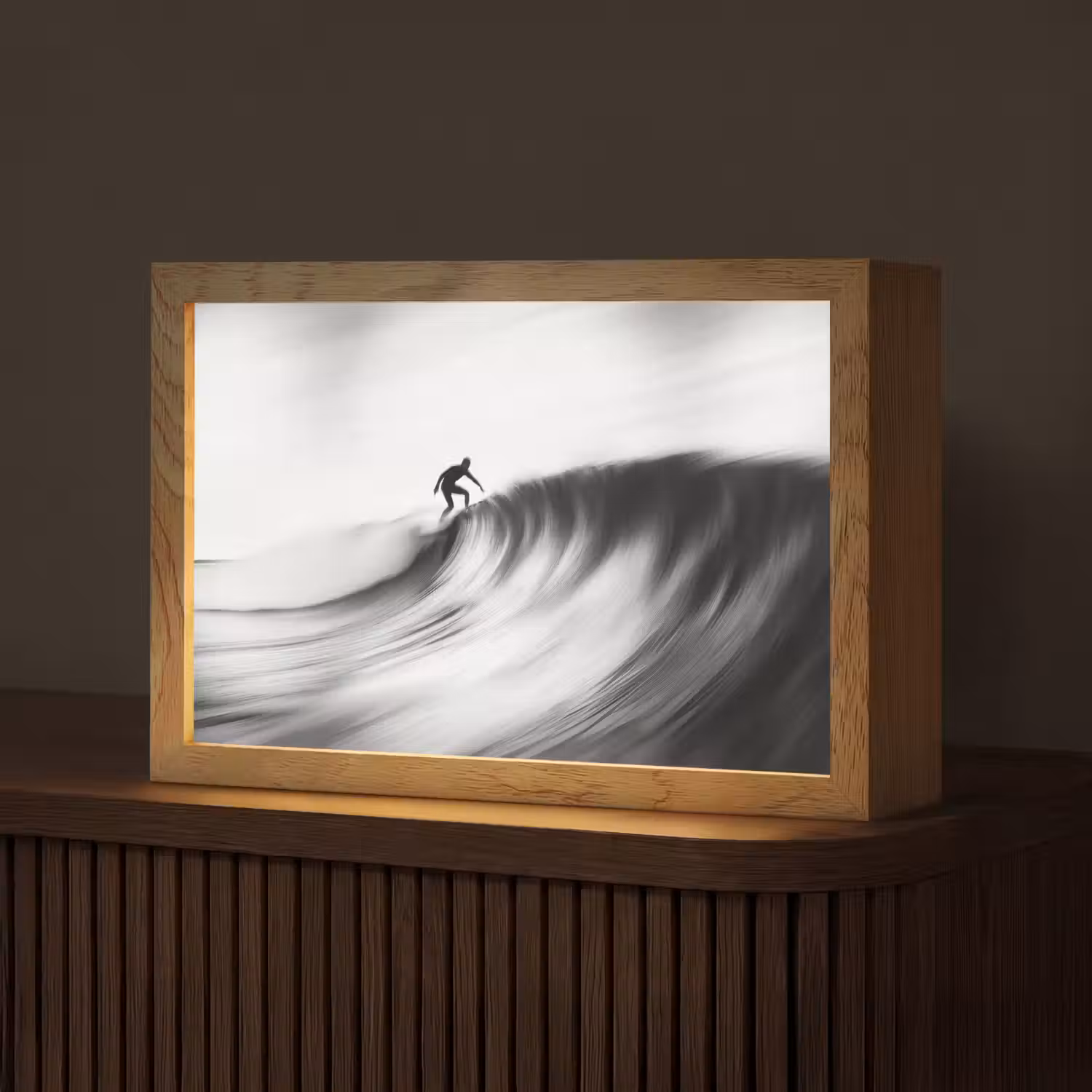 Surfer - Golf - Vervaagd - Zwart Light Box met kabel (Tafellamp) klein -z3d_website