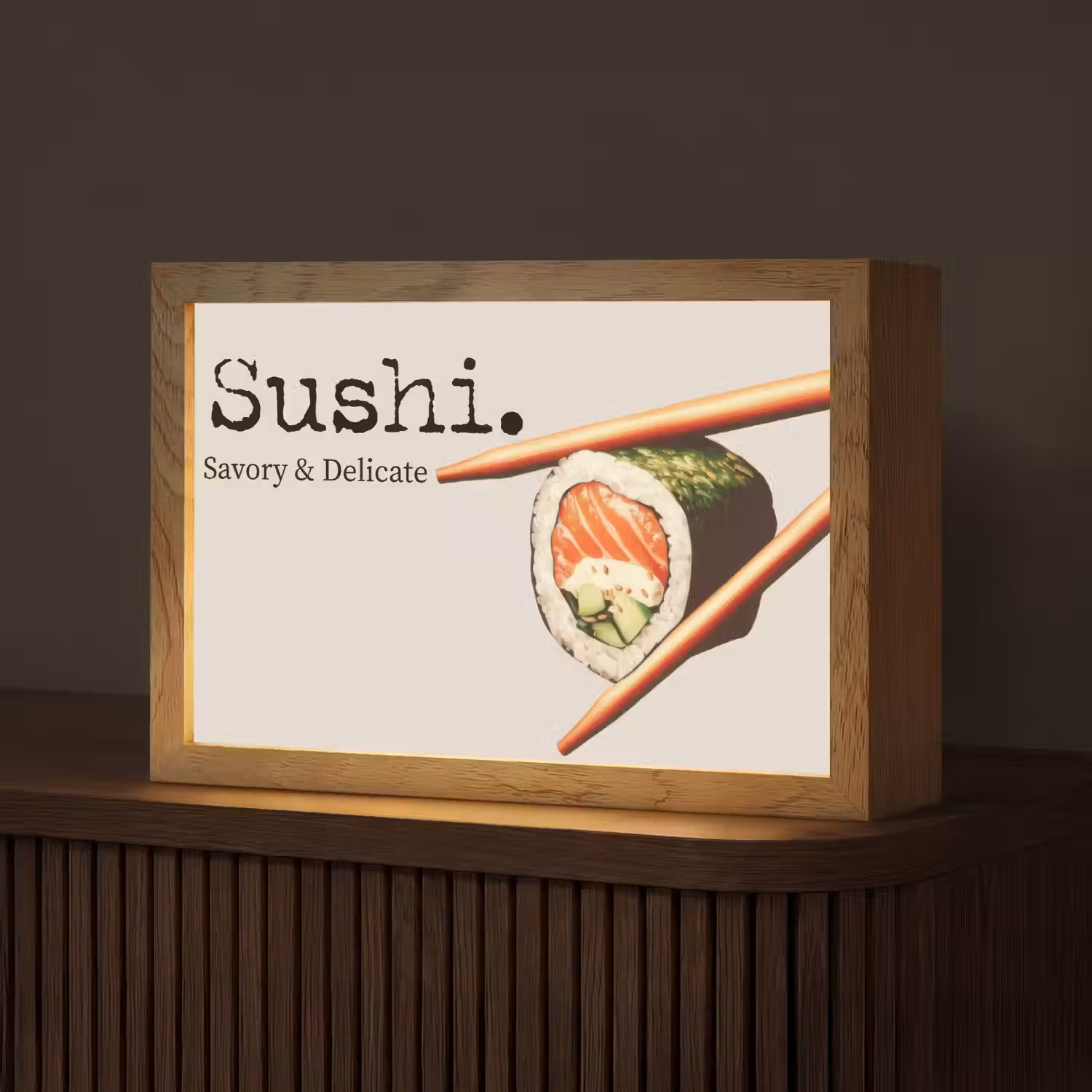 Sushi - Zalm - Rijst - Japans Light Box met kabel (Tafellamp) klein -z3d_website