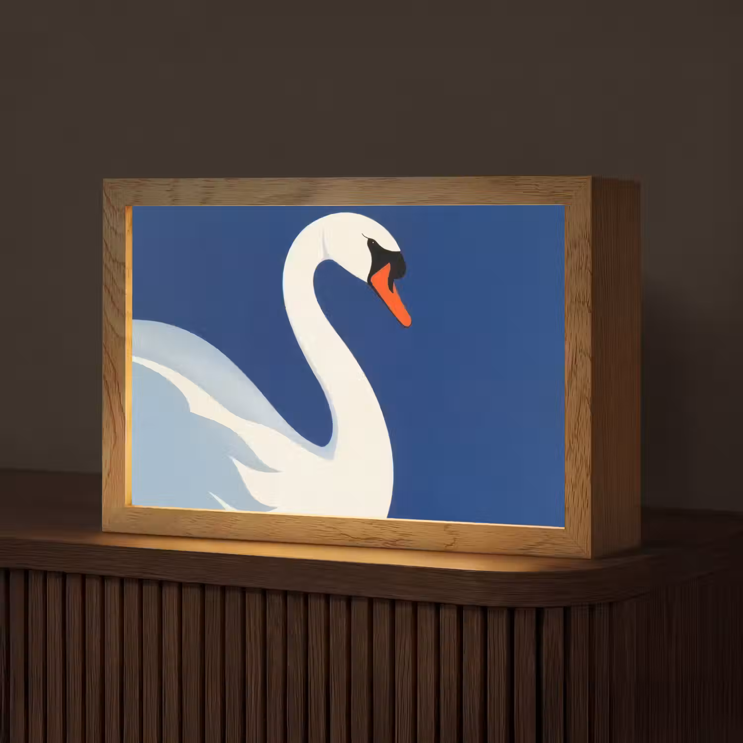 Zwaan - Wit - Snavel - Illustratie Light Box met kabel (Tafellamp) klein -z3d_website