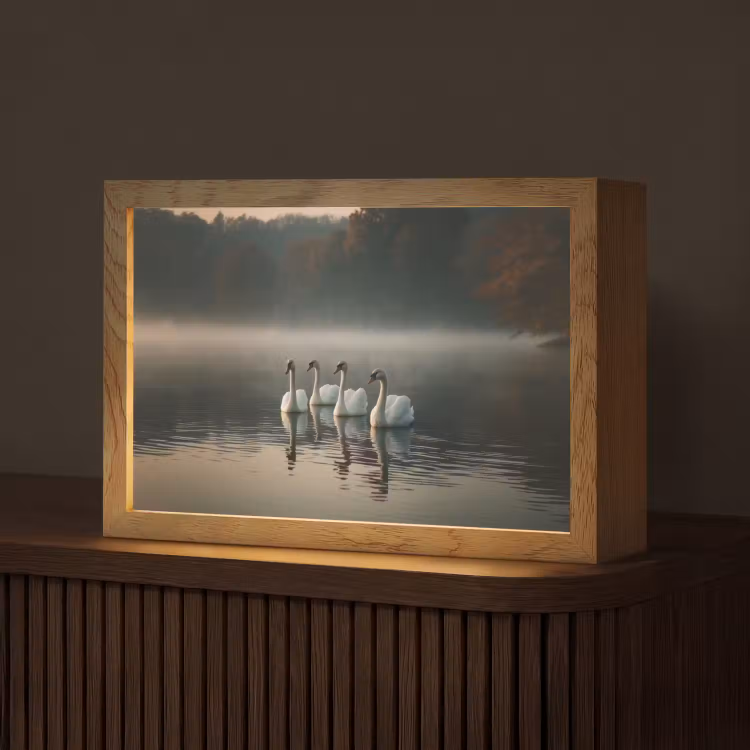 Zwanen - Wit - Water - Mist Light Box met kabel (Tafellamp) klein -z3d_website