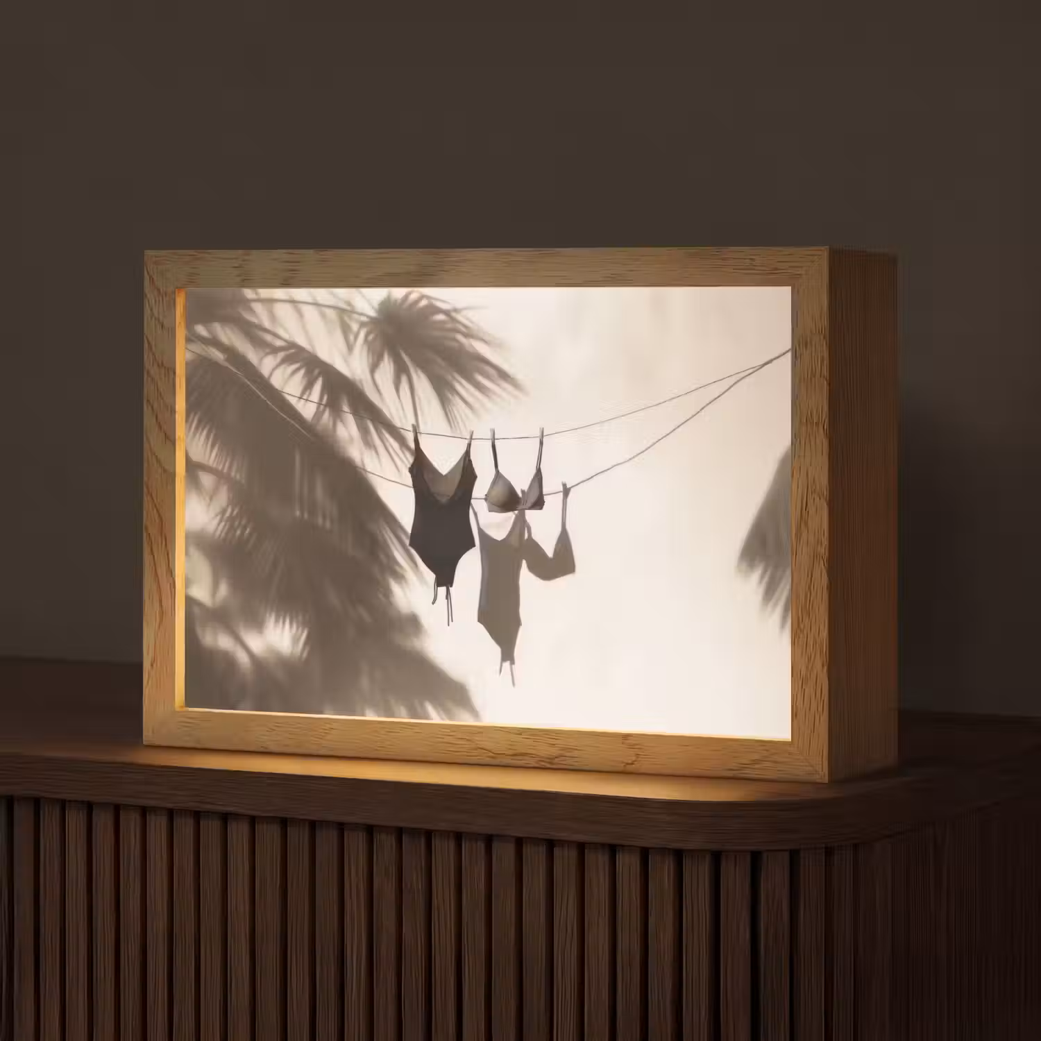 Badkleding - Palmbomen - Schaduw - Tropisch Light Box met kabel (Tafellamp) klein -z3d_website