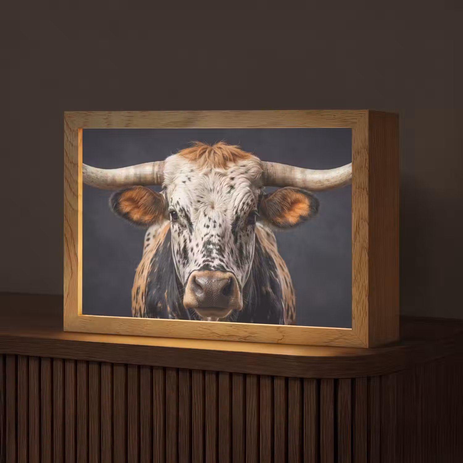 Stier - Kleurrijk - Hoorns Light Box met kabel (Tafellamp) klein -z3d_website