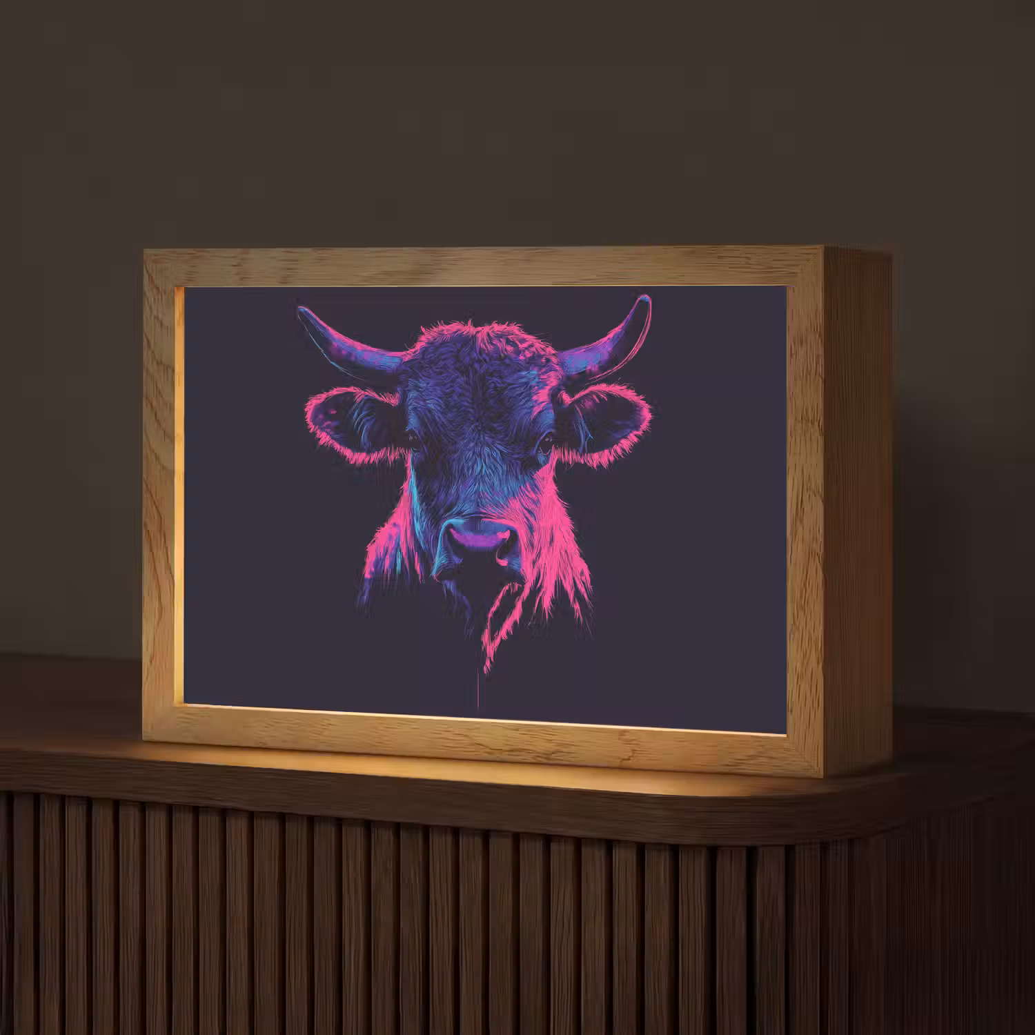 Stier - Neon - Zwart - Kleur Light Box met kabel (Tafellamp) klein -z3d_website