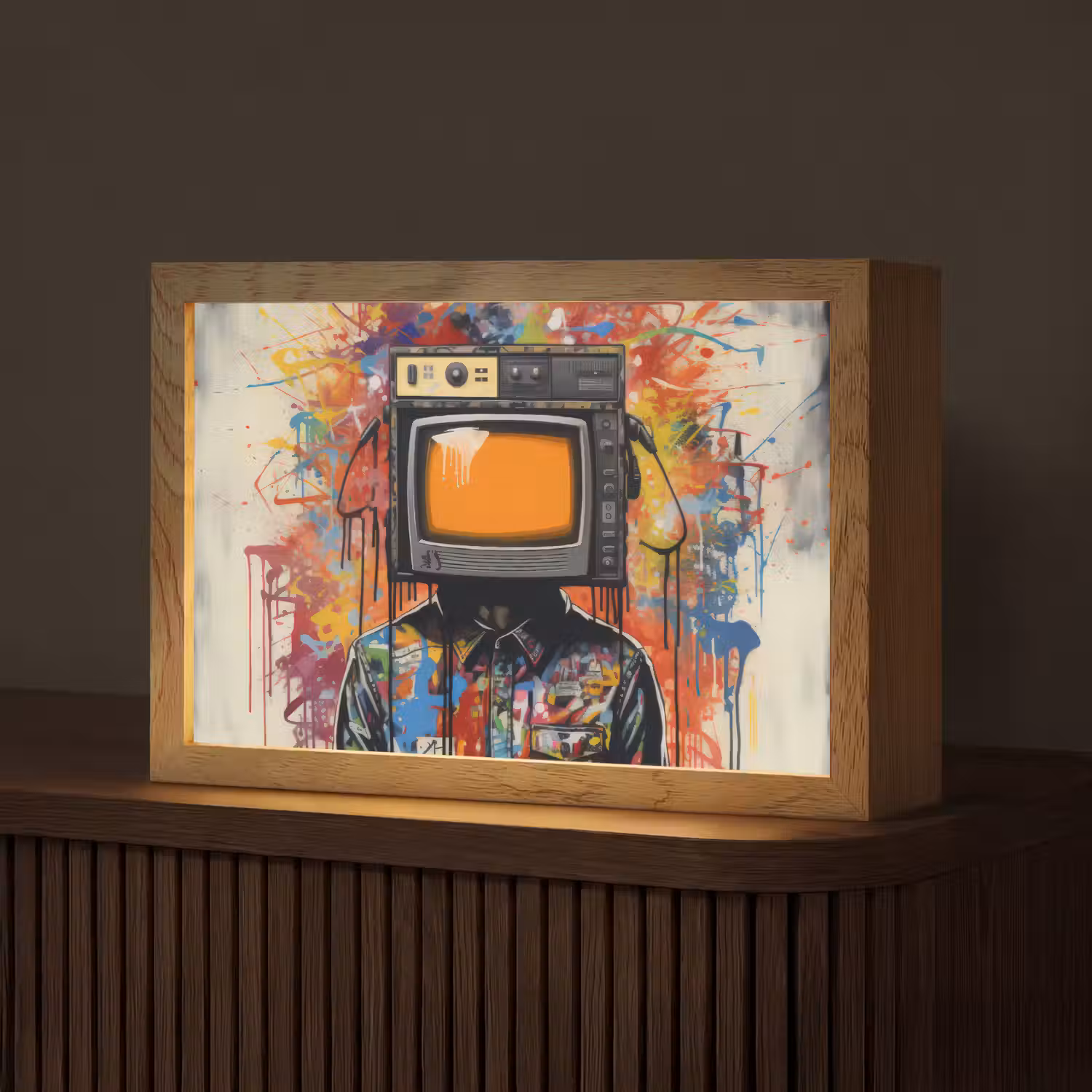 Televisie - Graffiti - Mens - Kleuren Light Box met kabel (Tafellamp) klein -z3d_website