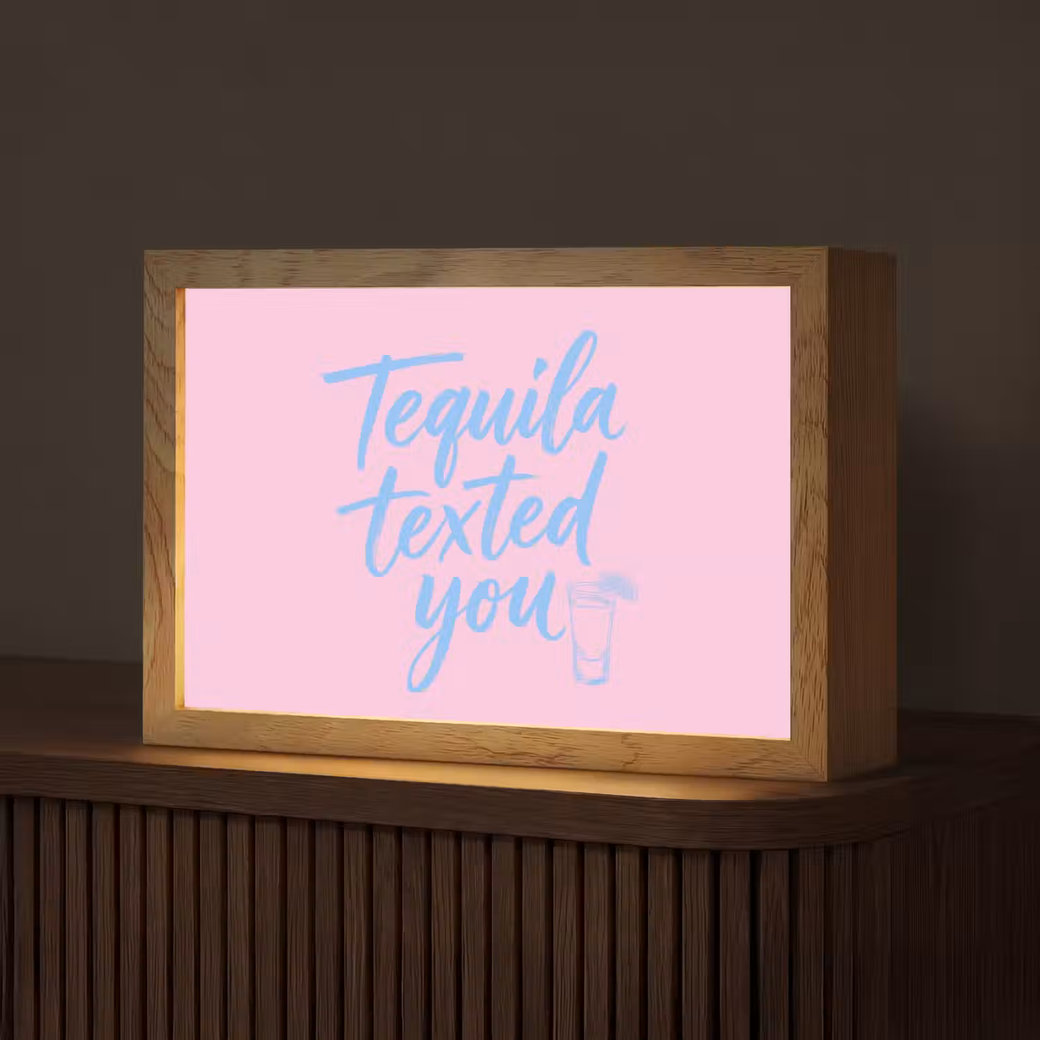Tequila texted you - Roze - Blauw Light Box met kabel (Tafellamp) klein -z3d_website