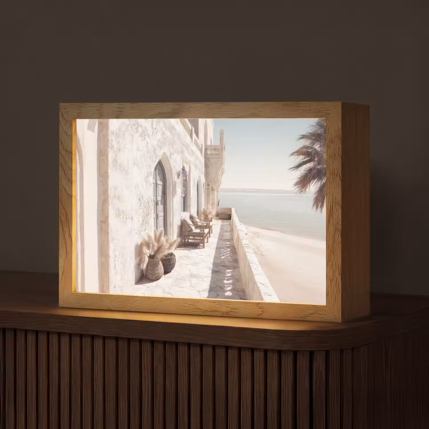 Terras - Stoelen - Strand - Beige Light Box met kabel (Tafellamp) klein -z3d_website