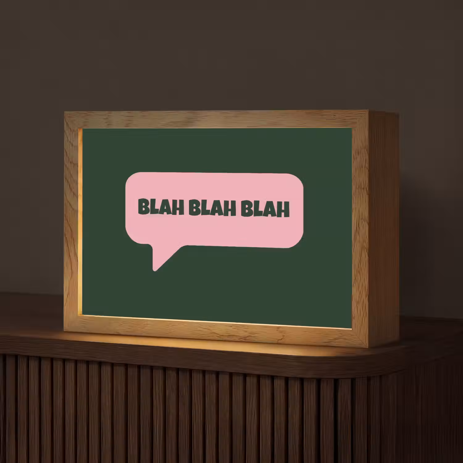 Tekstwolk - BLAH BLAH BLAH - Roze Light Box met kabel (Tafellamp) klein -z3d_website