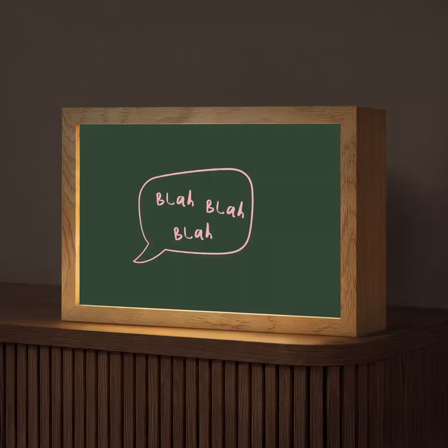 Tekstwolkje - Donkergroen - BLAH BLAH BLAH Light Box met kabel (Tafellamp) klein -z3d_website