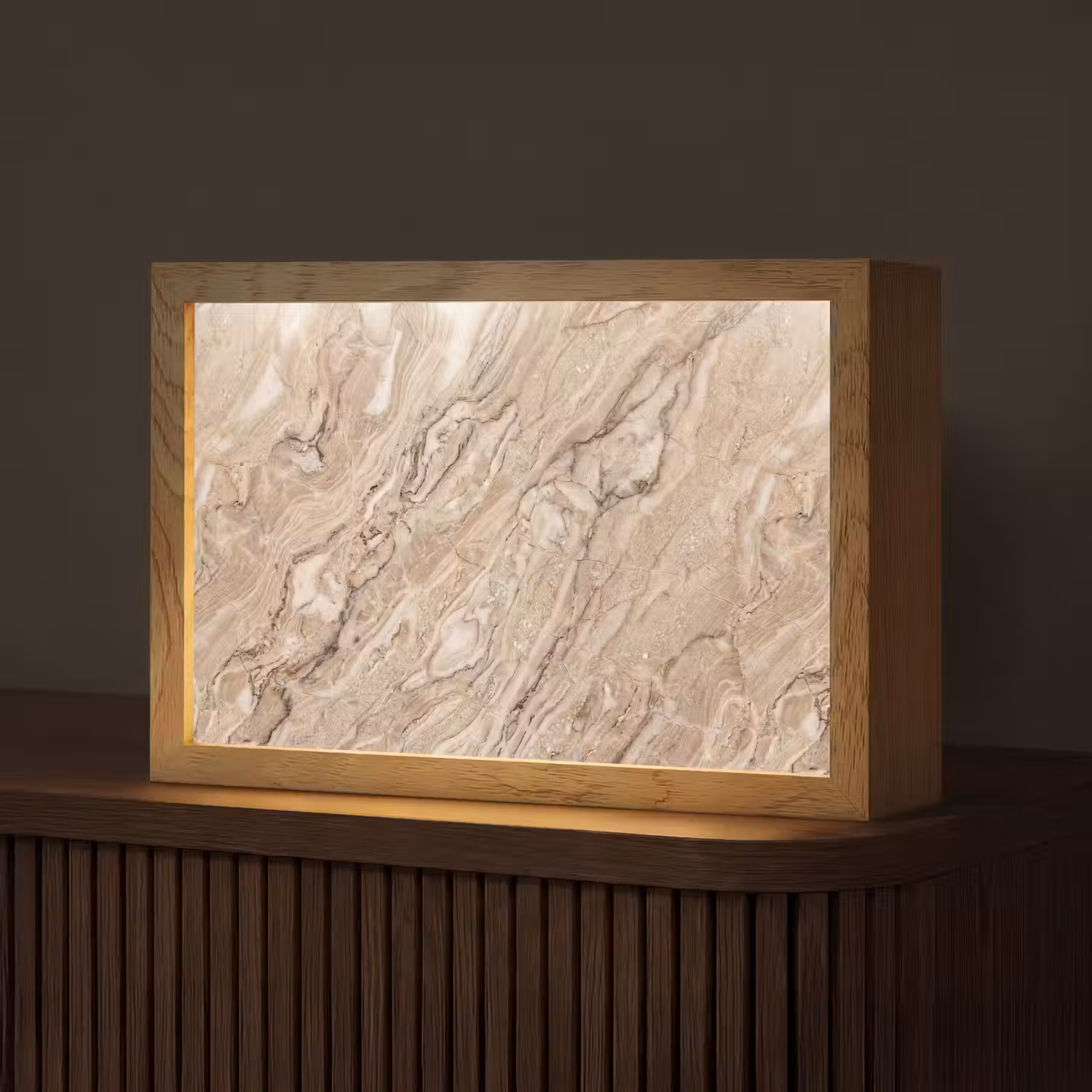 Textuur - Aders - Abstract - Modern - Beige Light Box met kabel (Tafellamp) klein -z3d_website