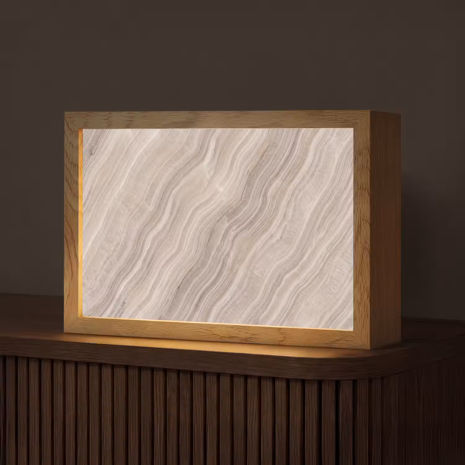 Textuur - Golvend - Abstract - Modern - Beige Light Box met kabel (Tafellamp) klein -z3d_website