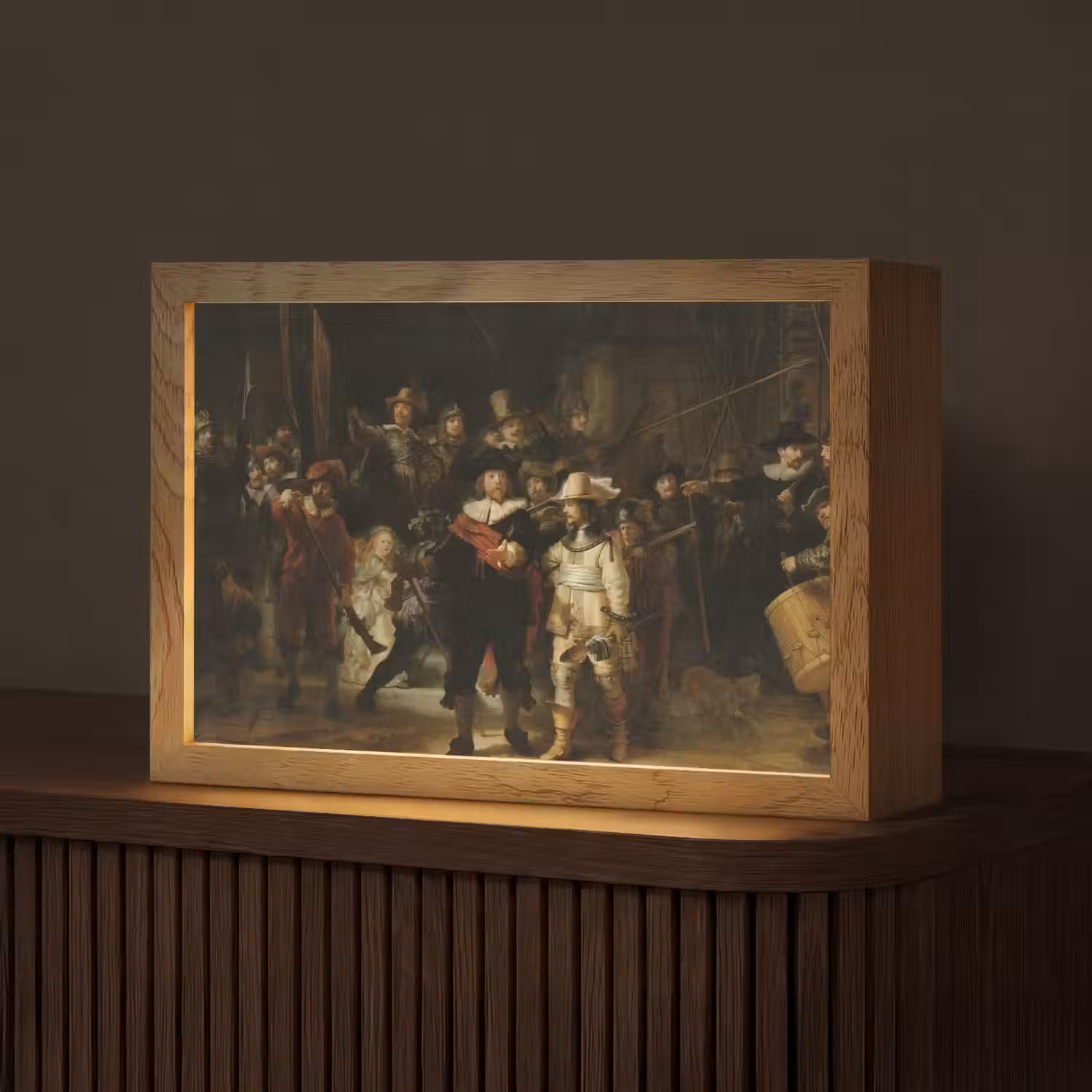 De Nachtwacht - Kunst - Oude meesters - Rembrandt Light Box met kabel (Tafellamp) klein -z3d_website