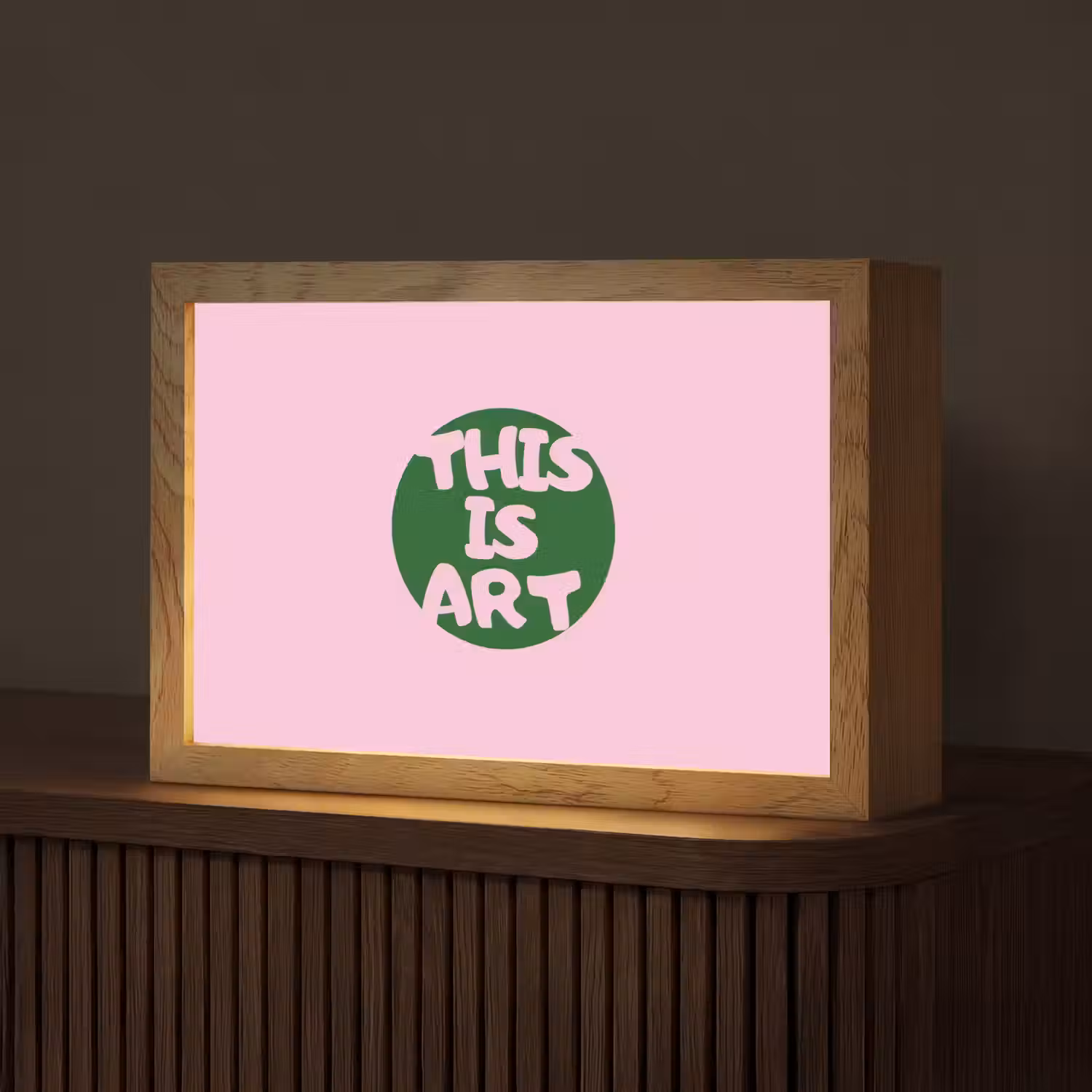 This is art - Tekst - Cirkel - Groen Light Box met kabel (Tafellamp) klein -z3d_website