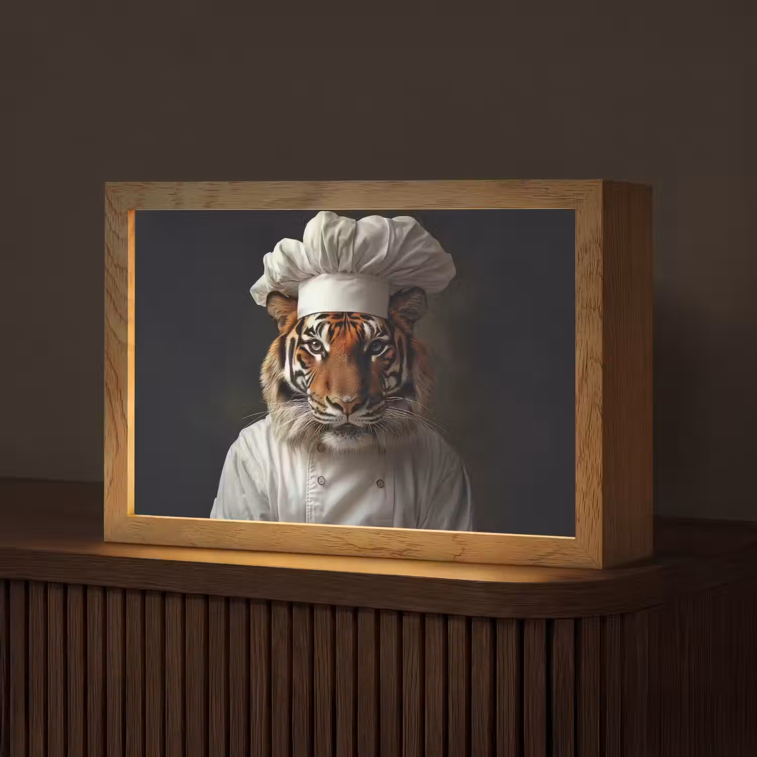 Tijger - Kokskleding - Bruin Light Box met kabel (Tafellamp) klein -z3d_website