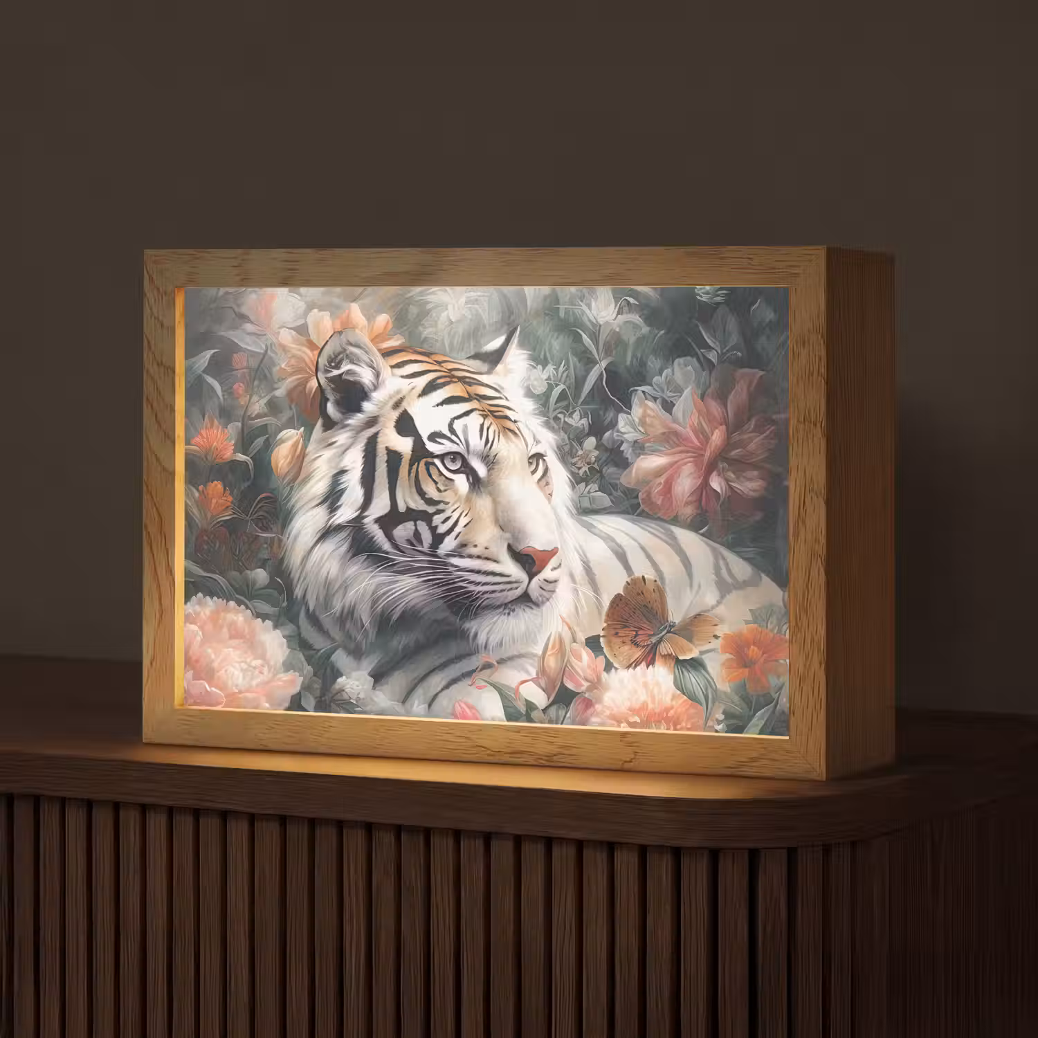 Tijger - Wilde dieren - Bloemen - Jungle Light Box met kabel (Tafellamp) klein -z3d_website