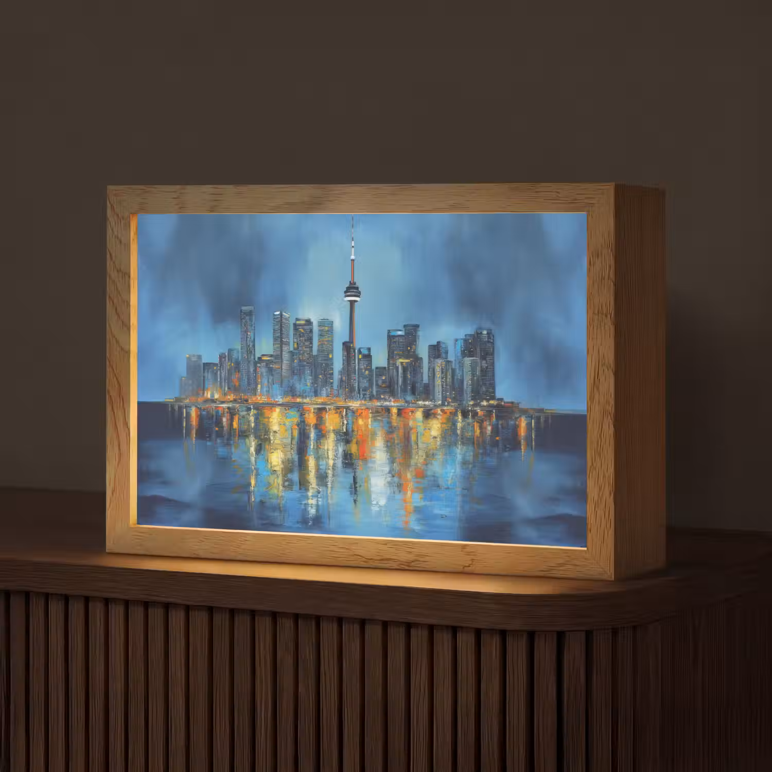 Skyline Toronto - Water - Stadslichten - Toren Light Box met kabel (Tafellamp) klein -z3d_website
