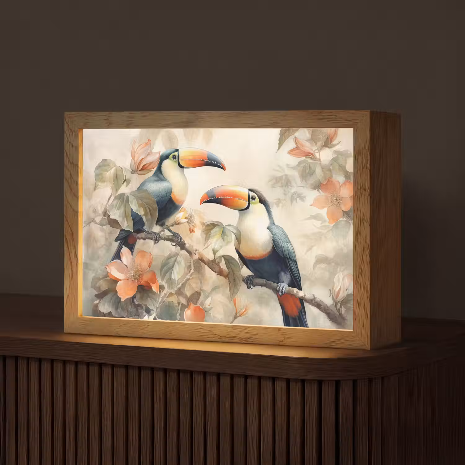 Toekan - Vogels - Bloemen - Tak Light Box met kabel (Tafellamp) klein -z3d_website
