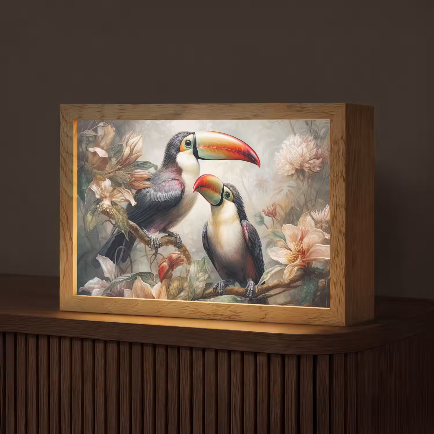 Toekan - Vogels - Bloemen - Jungle Light Box met kabel (Tafellamp) klein -z3d_website