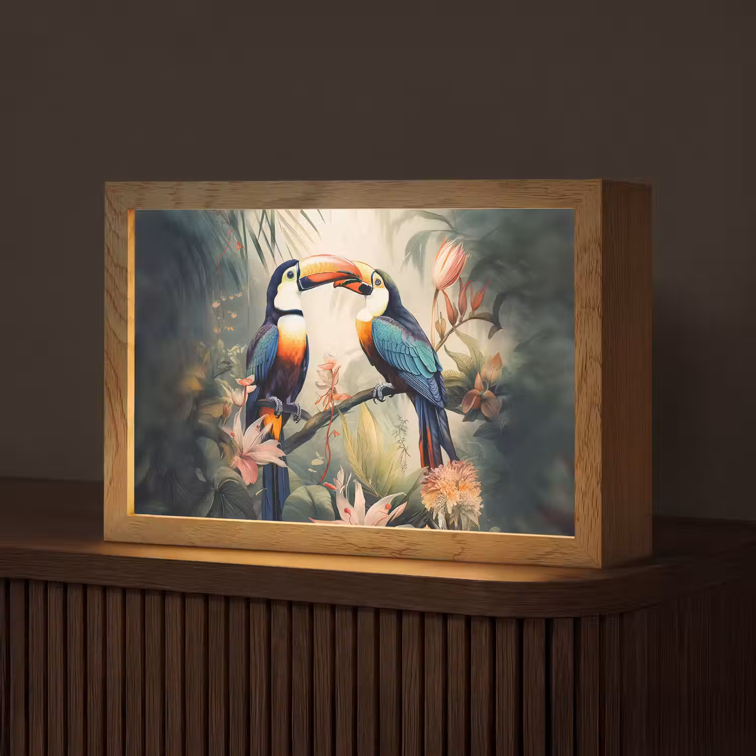 Toekan - Vogels - Bloemen - Natuur - Jungle Light Box met kabel (Tafellamp) klein -z3d_website
