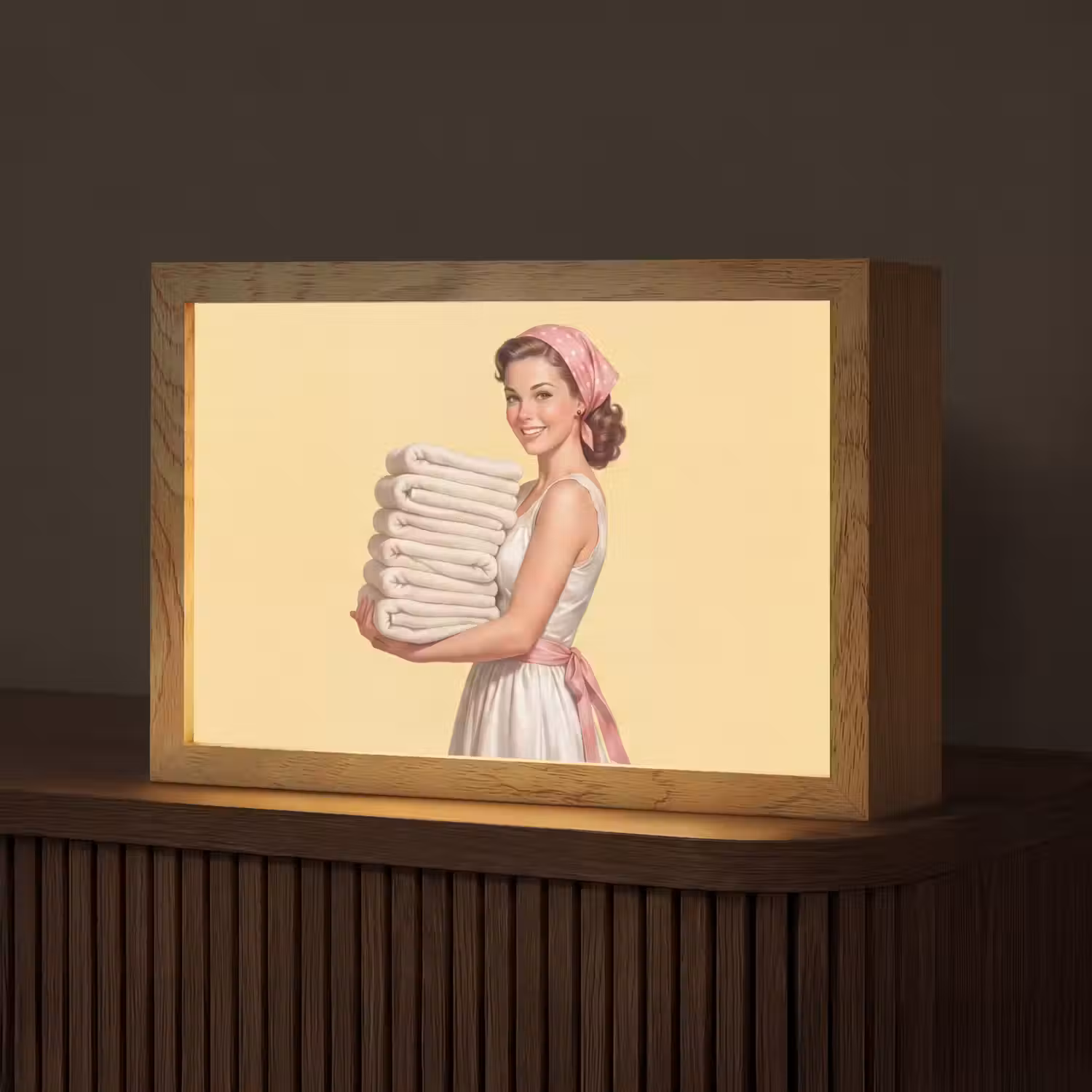 Handdoeken - Vrouw - Jurk - Roze Light Box met kabel (Tafellamp) klein -z3d_website