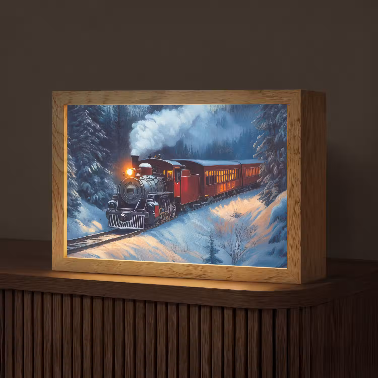 Trein - Kerst - Sneeuw - Kersttrein Light Box met kabel (Tafellamp) klein -z3d_website