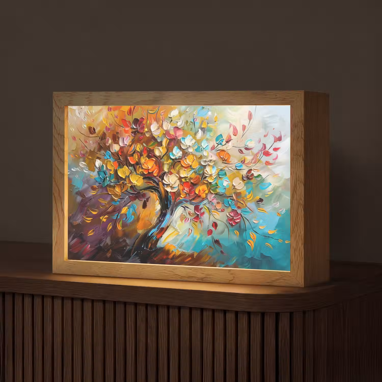 Boom - Abstract - Kleurrijk - Bloemen Light Box met kabel (Tafellamp) klein -z3d_website