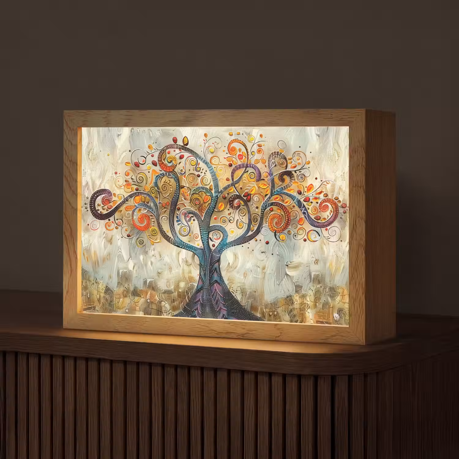 Boom - Kunst - Modern - Natuur Light Box met kabel (Tafellamp) klein -z3d_website