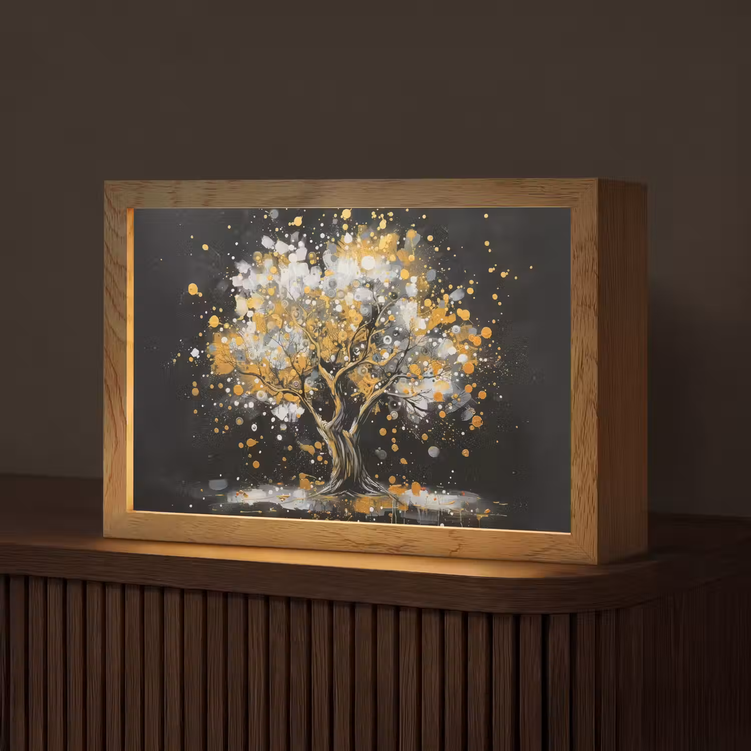 Boom - Zwart - Goud - Wit - Modern Light Box met kabel (Tafellamp) klein -z3d_website