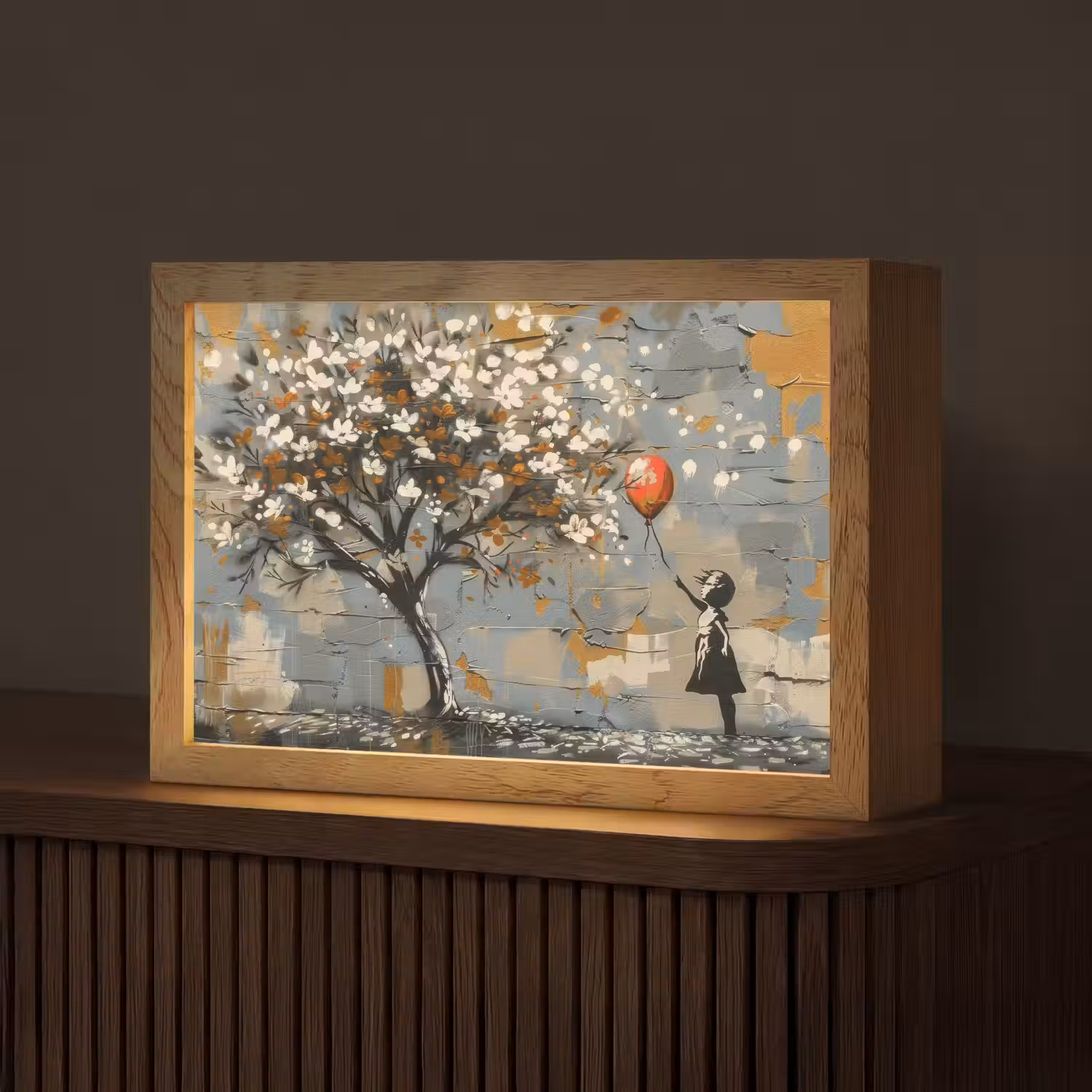Boom - Graffiti - Banksy Style - Balloon Girl Light Box met kabel (Tafellamp) klein -z3d_website