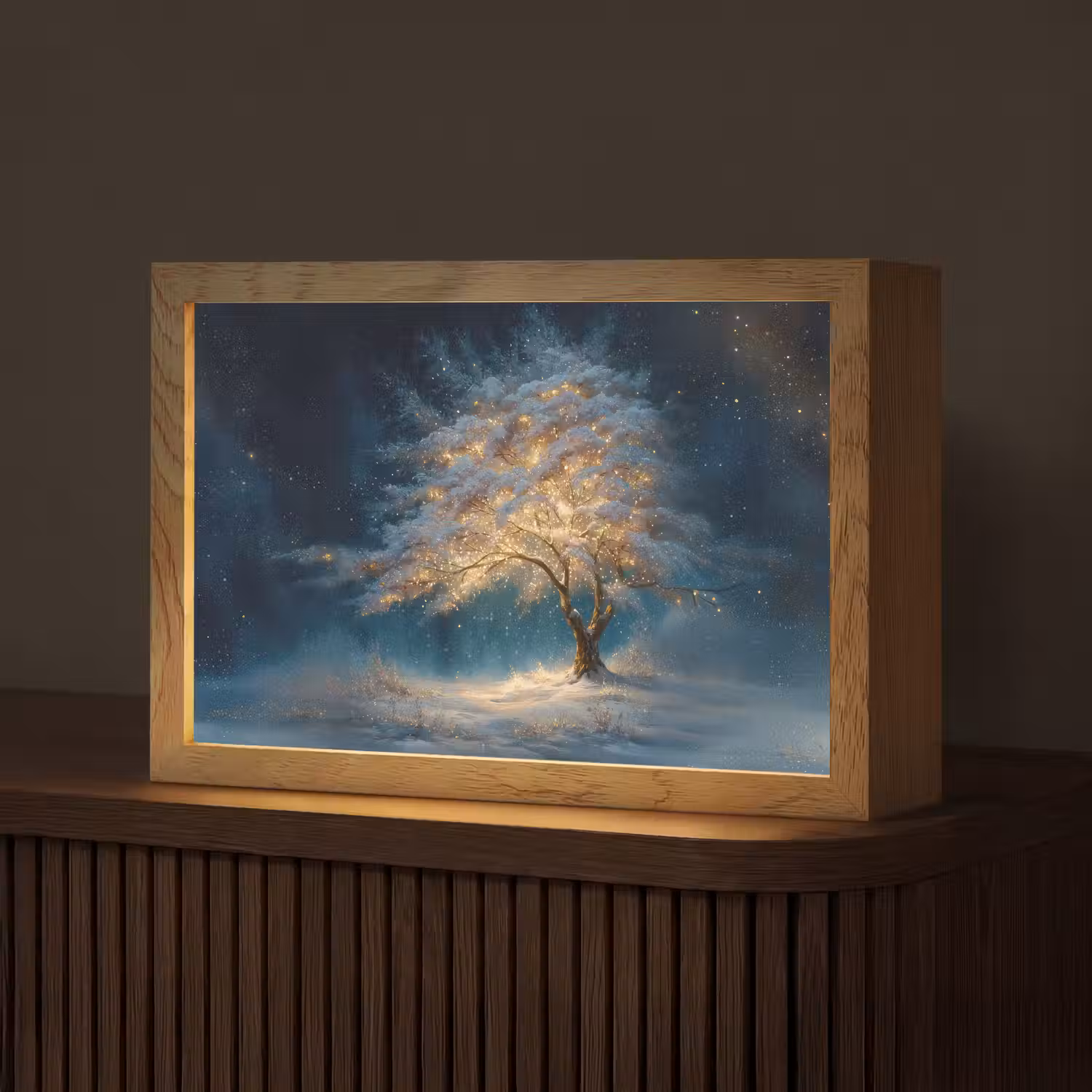 Levensboom - Nacht - Donker - Blauw Light Box met kabel (Tafellamp) klein -z3d_website