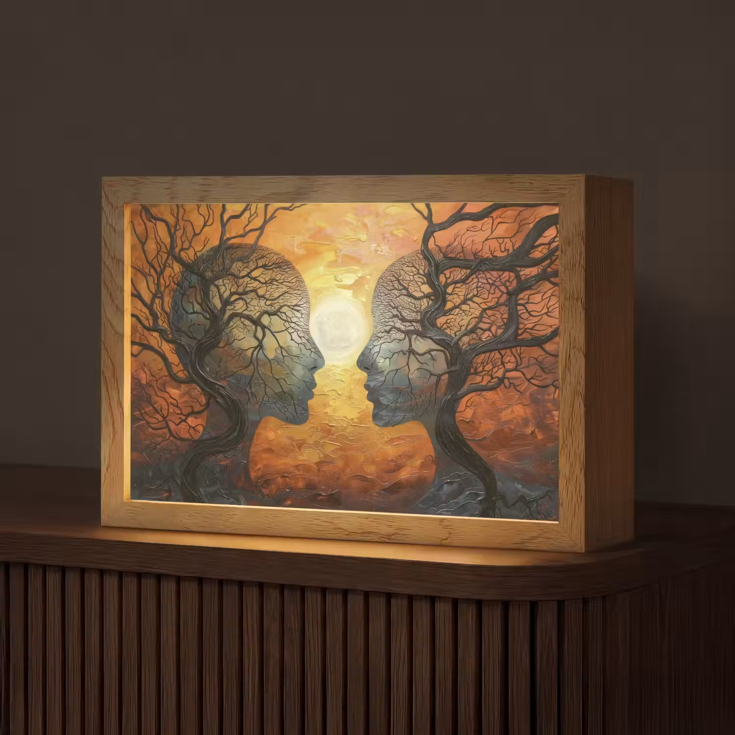 Bomen - Gezichten - Zon - Kunst Light Box met kabel (Tafellamp) klein -z3d_website