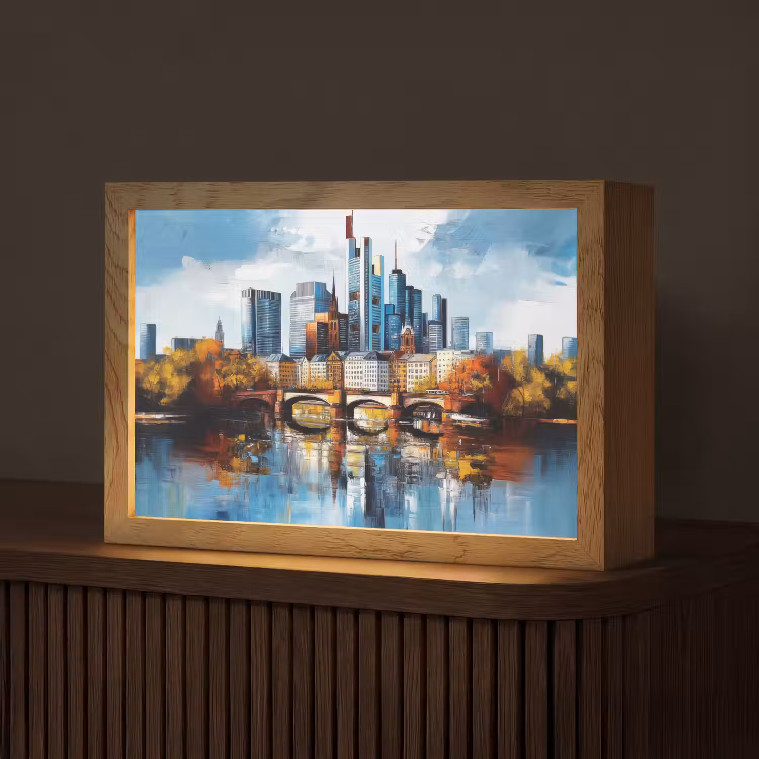 Bomen Frankfurt- Stad - Skyline - Brug Light Box met kabel (Tafellamp) klein -z3d_website